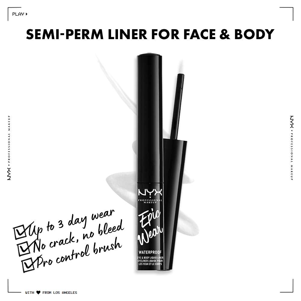 imageNYX PROFESSIONAL MAKEUP Epic Wear Metallic Liquid Liner LongLasting Waterproof Eyeliner  Black MetalWhite