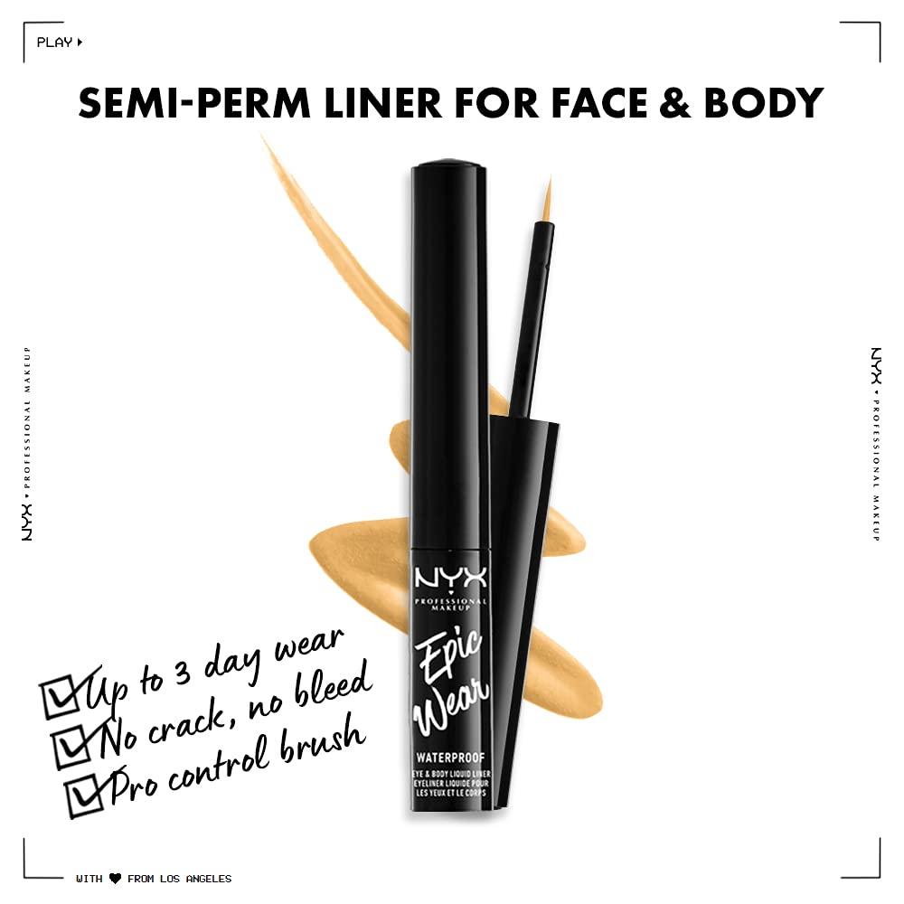 imageNYX PROFESSIONAL MAKEUP Epic Wear Metallic Liquid Liner LongLasting Waterproof Eyeliner  Black MetalYellow