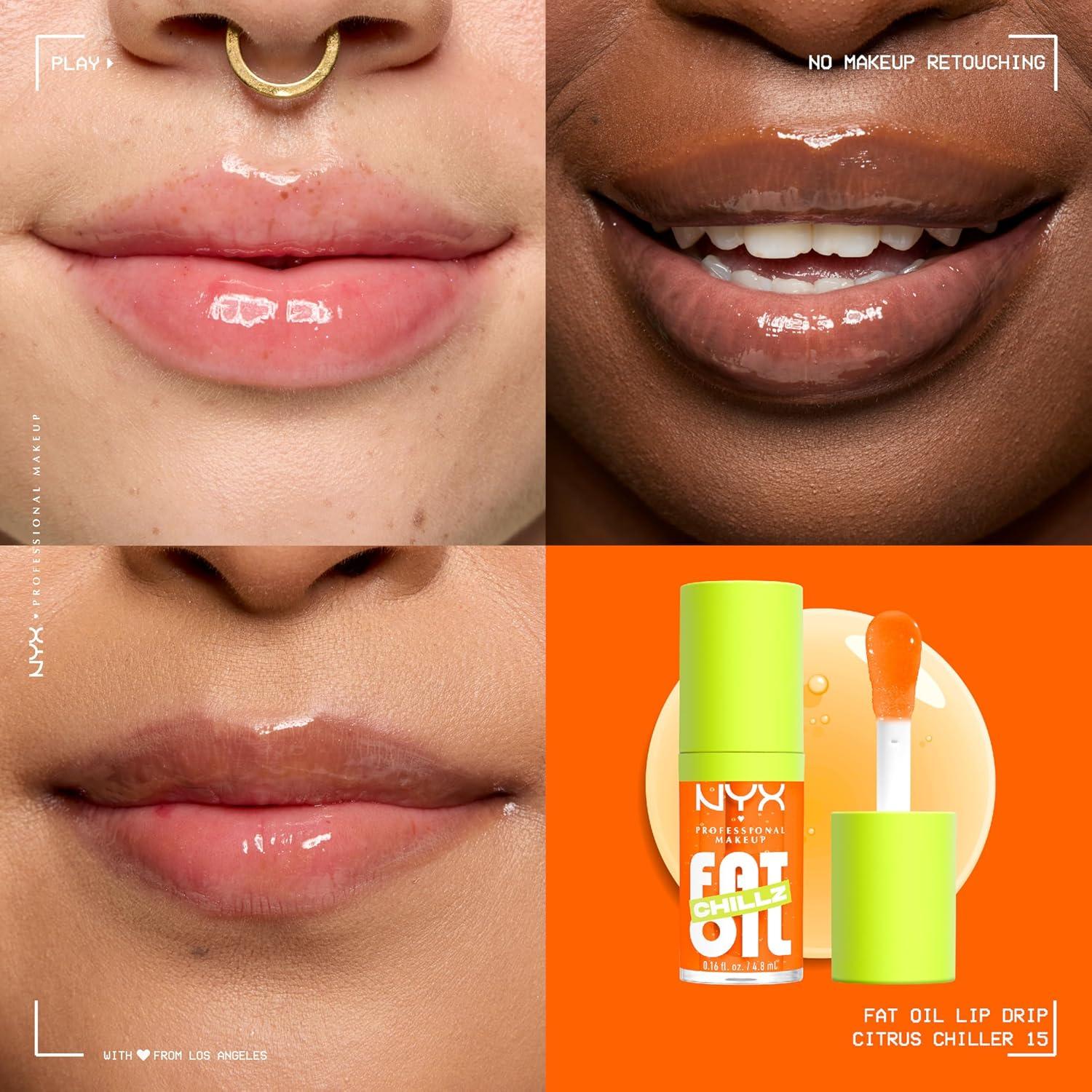 imageNYX PROFESSIONAL MAKEUP Fat Oil Chillz Moisturizing Shiny and Vegan Tinted Lip Gloss  Strawberry Slush Sheer Pinkish Purple15 Citrus Chiller