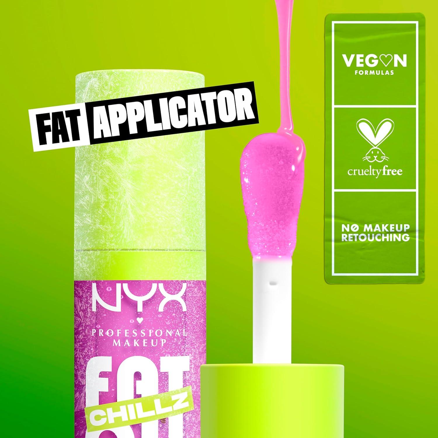imageNYX PROFESSIONAL MAKEUP Fat Oil Chillz Moisturizing Shiny and Vegan Tinted Lip Gloss  Strawberry Slush Sheer Pinkish Purple16 Strawberry Slush