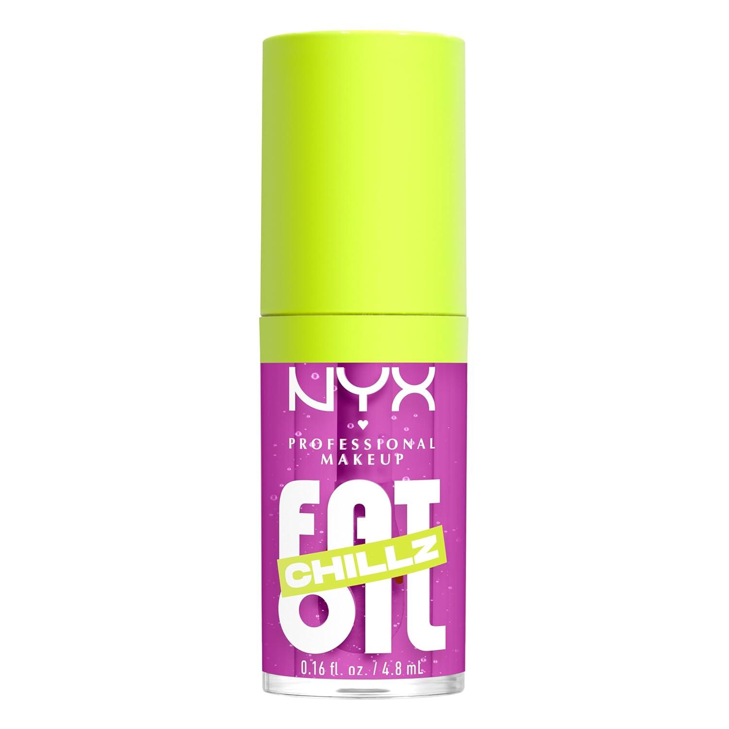imageNYX PROFESSIONAL MAKEUP Fat Oil Chillz Moisturizing Shiny and Vegan Tinted Lip Gloss  Strawberry Slush Sheer Pinkish Purple16 Strawberry Slush