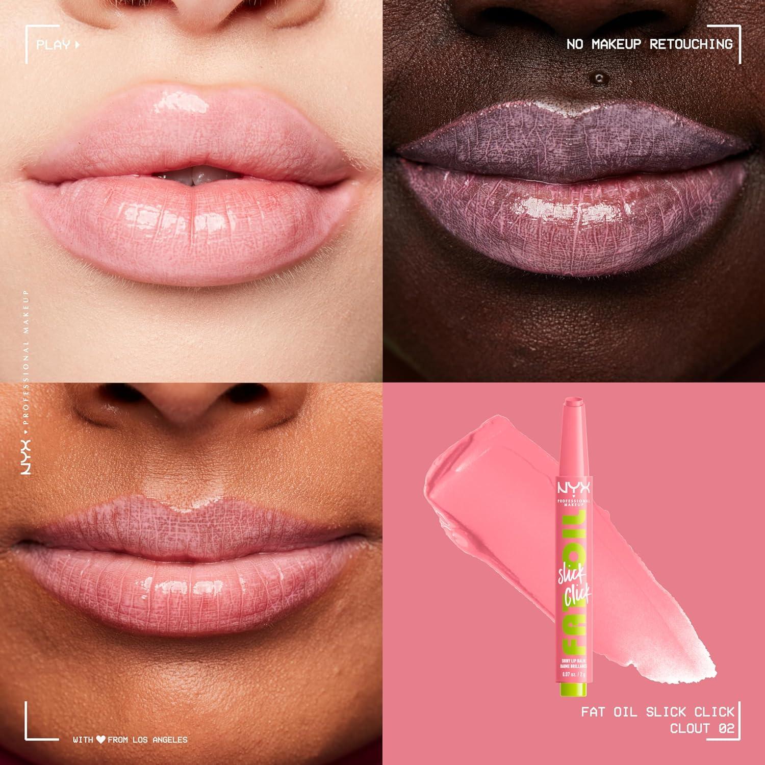 imageNYX PROFESSIONAL MAKEUP Fat Oil Slick Click Lightweight Buildable Pigmented Vegan Lip Balm  No Filter Needed02 CLOUT
