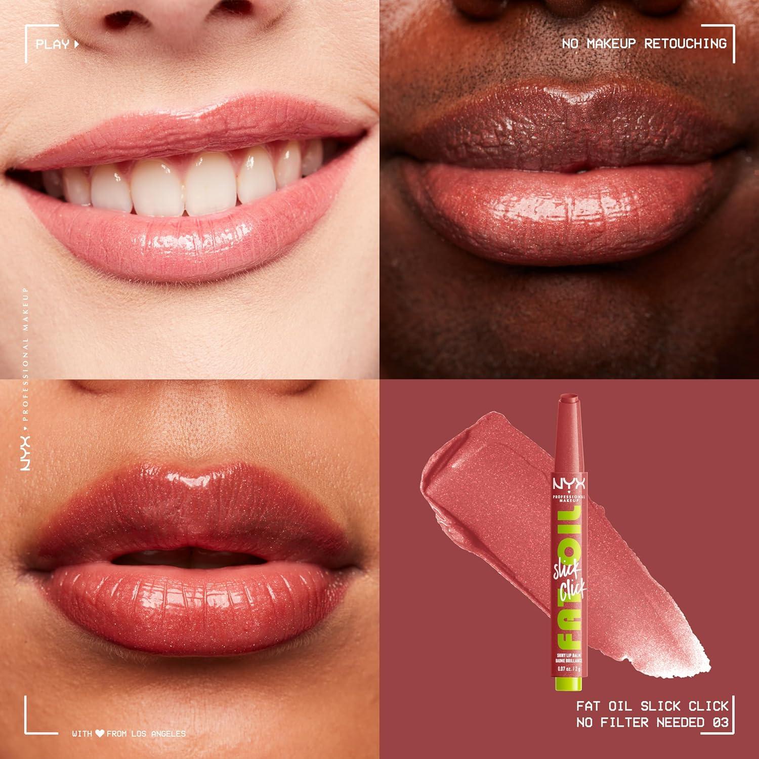 imageNYX PROFESSIONAL MAKEUP Fat Oil Slick Click Lightweight Buildable Pigmented Vegan Lip Balm  No Filter Needed03 NO FILTER NEEDED