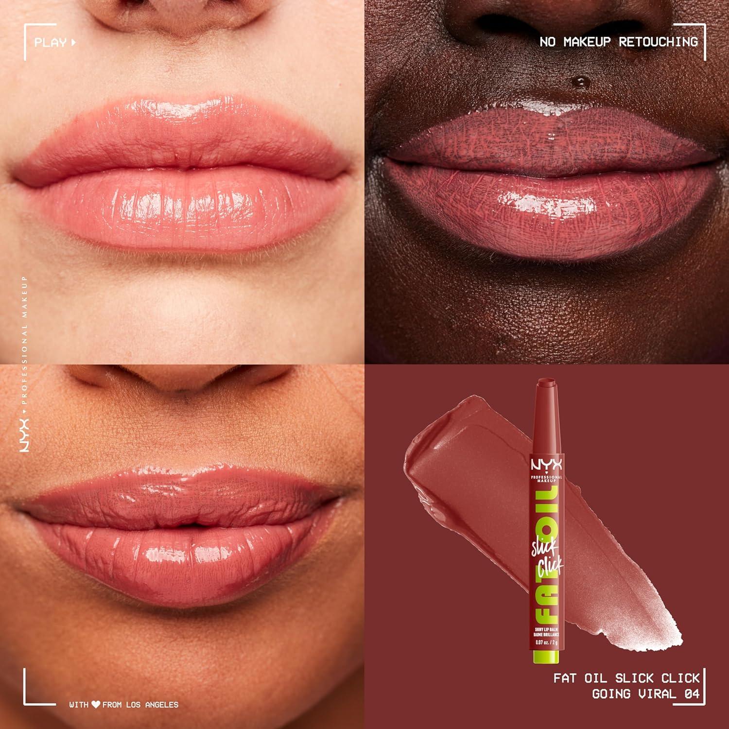 imageNYX PROFESSIONAL MAKEUP Fat Oil Slick Click Lightweight Buildable Pigmented Vegan Lip Balm  No Filter Needed04 GOING VIRAL