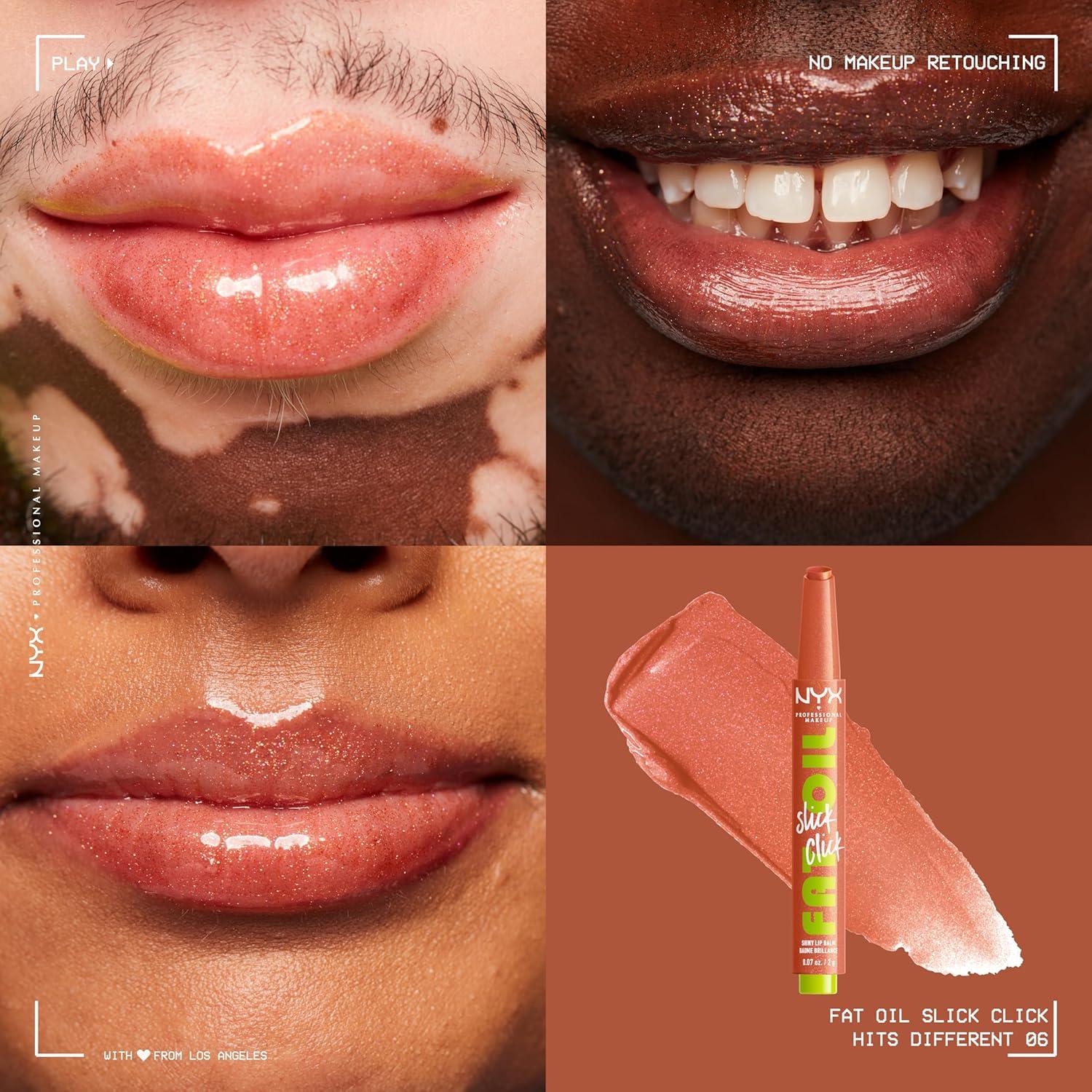 imageNYX PROFESSIONAL MAKEUP Fat Oil Slick Click Lightweight Buildable Pigmented Vegan Lip Balm  No Filter Needed06 HITS DIFFERENT