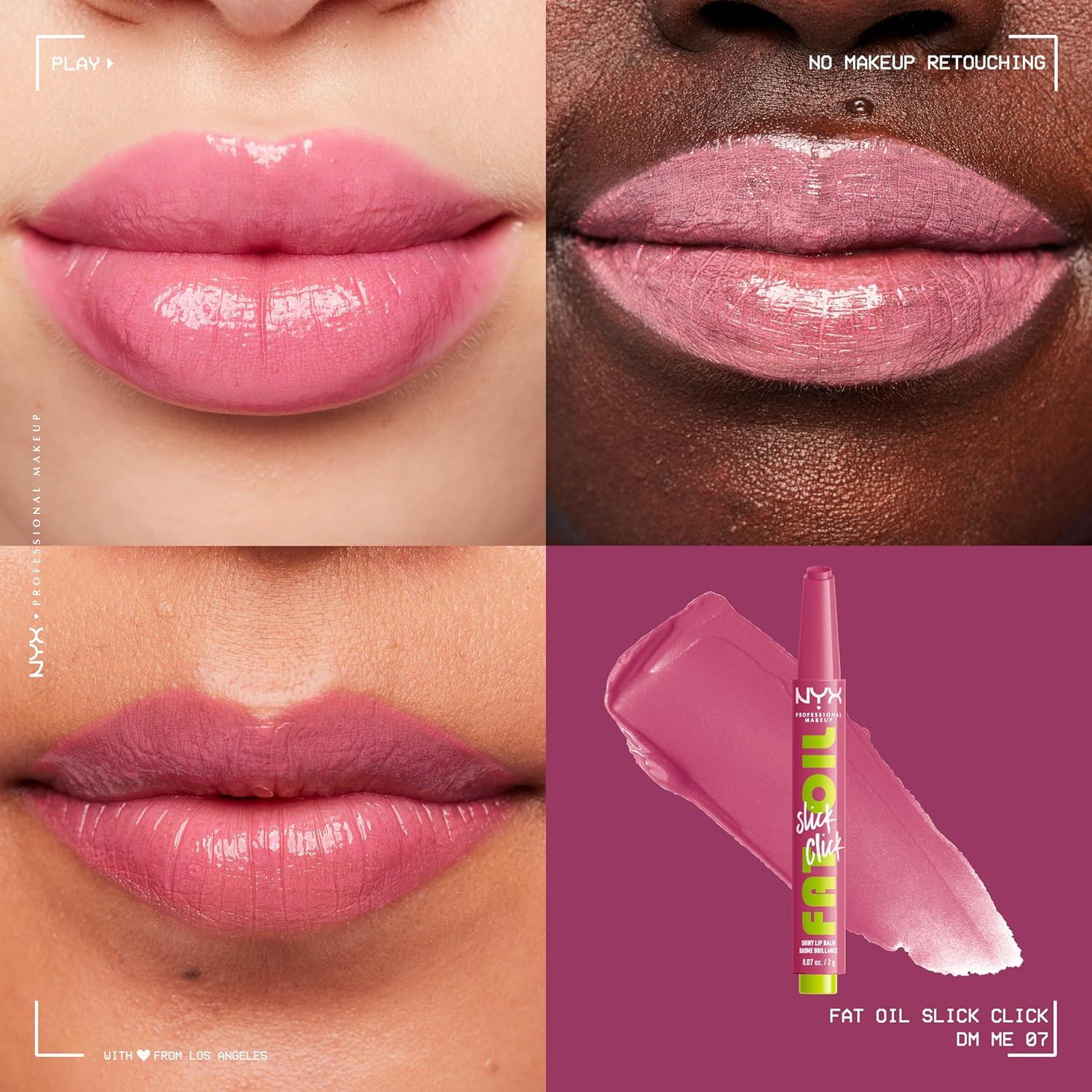 imageNYX PROFESSIONAL MAKEUP Fat Oil Slick Click Lightweight Buildable Pigmented Vegan Lip Balm  No Filter Needed07 DM ME