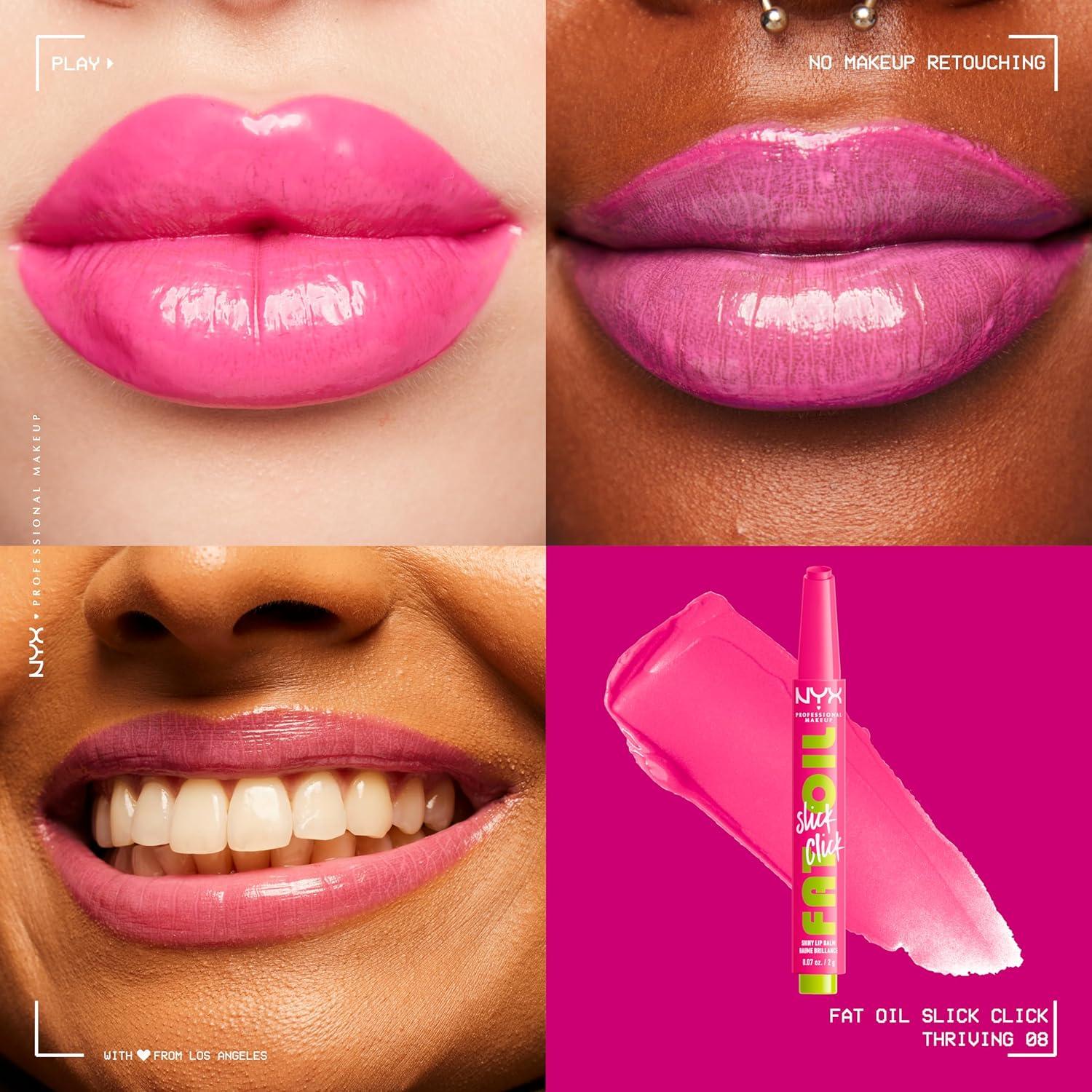 imageNYX PROFESSIONAL MAKEUP Fat Oil Slick Click Lightweight Buildable Pigmented Vegan Lip Balm  No Filter Needed08 THRIVING
