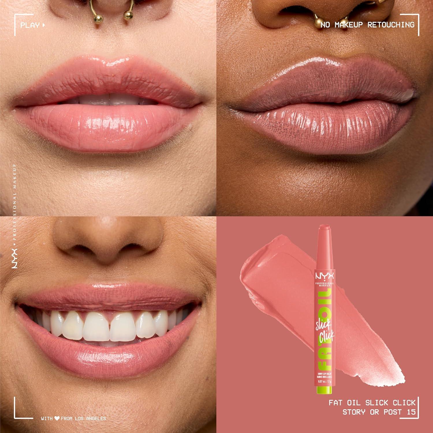 imageNYX PROFESSIONAL MAKEUP Fat Oil Slick Click Lightweight Buildable Pigmented Vegan Lip Balm  No Filter Needed15 STORY OR POST