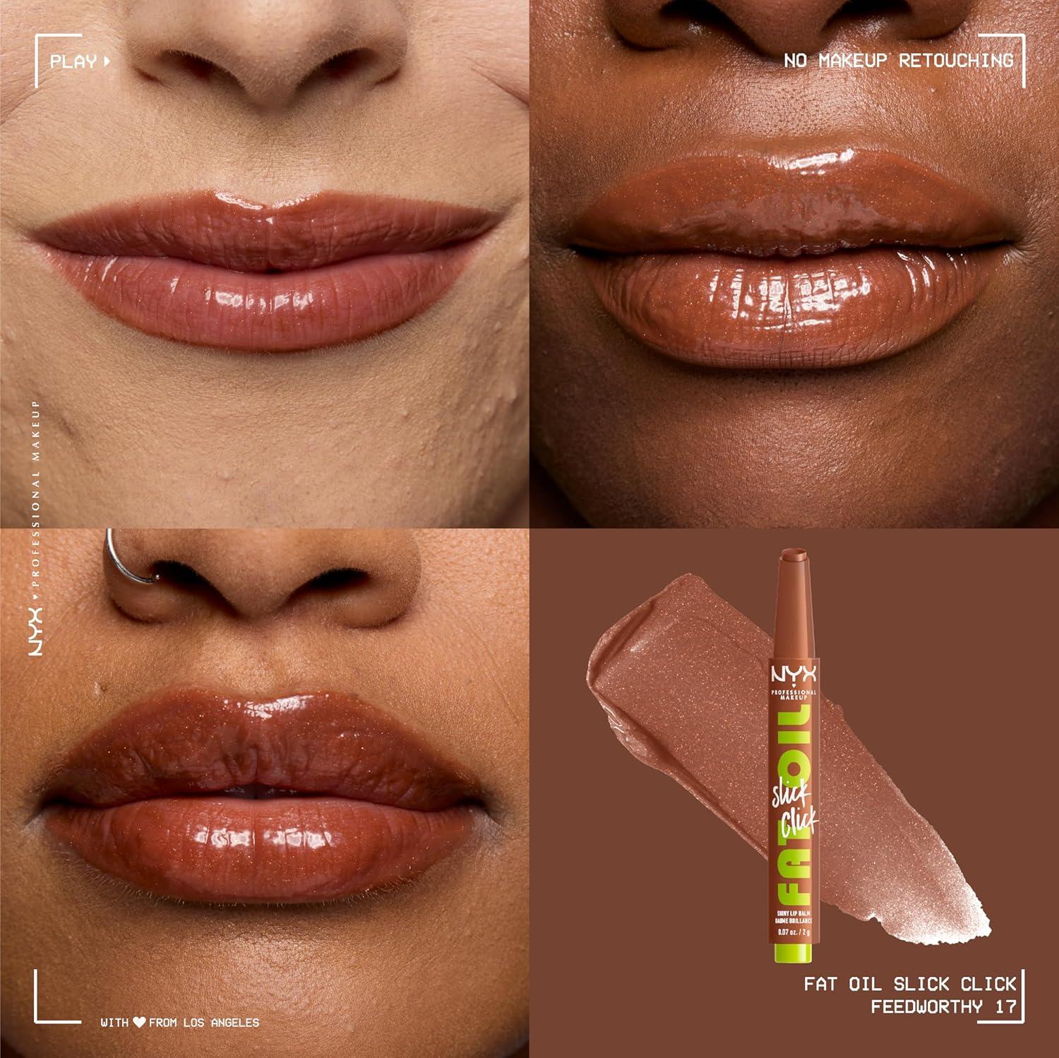 imageNYX PROFESSIONAL MAKEUP Fat Oil Slick Click Lightweight Buildable Pigmented Vegan Lip Balm  No Filter Needed17 FEEDWORTHY