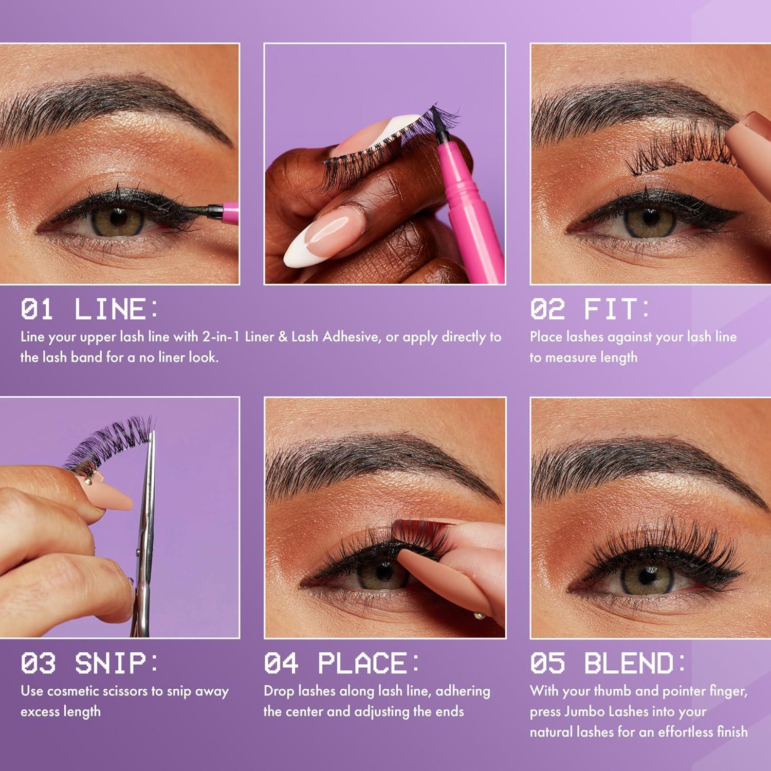 imageNYX PROFESSIONAL MAKEUP Jumbo Lash Vegan False Eyelashes Up to 12HR Wear Reusable Fake Lashes  Full Feather Flex
