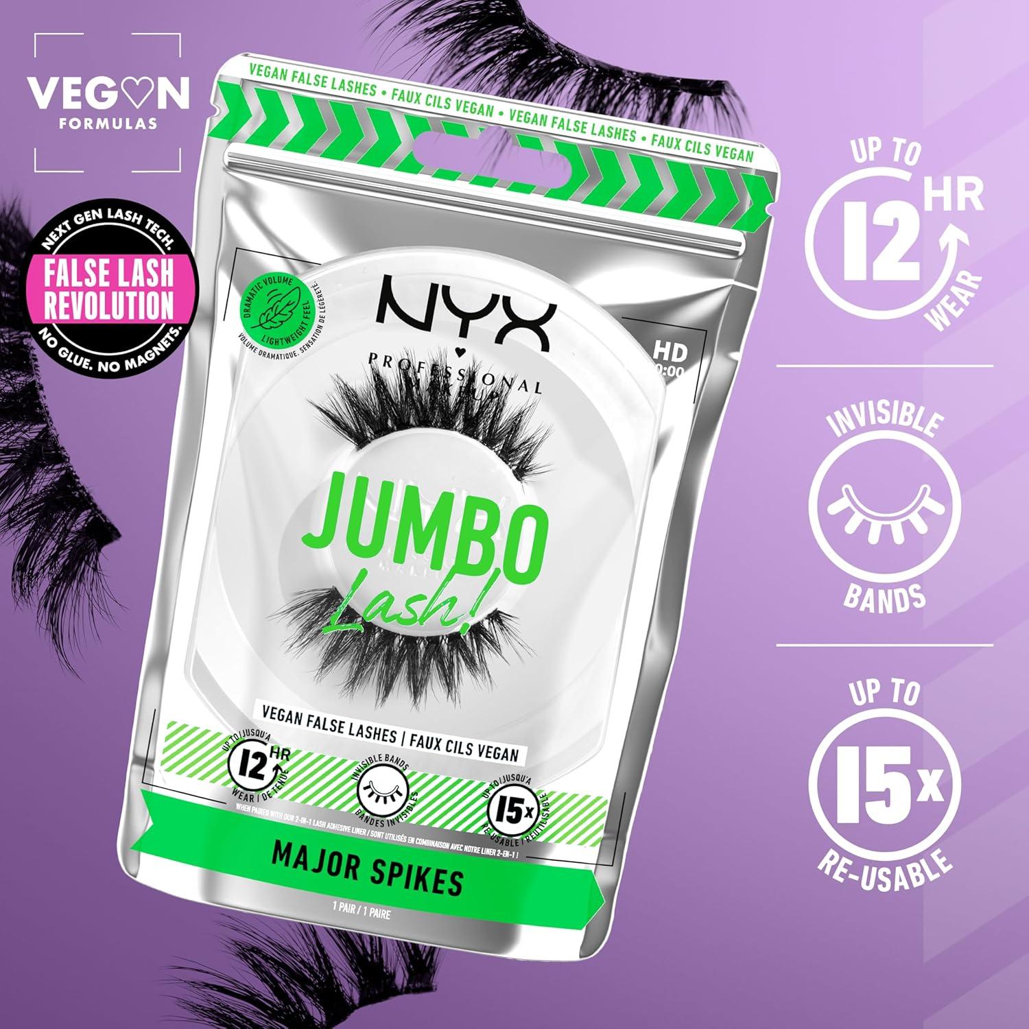 imageNYX PROFESSIONAL MAKEUP Jumbo Lash Vegan False Eyelashes Up to 12HR Wear Reusable Fake Lashes  Major Spikes