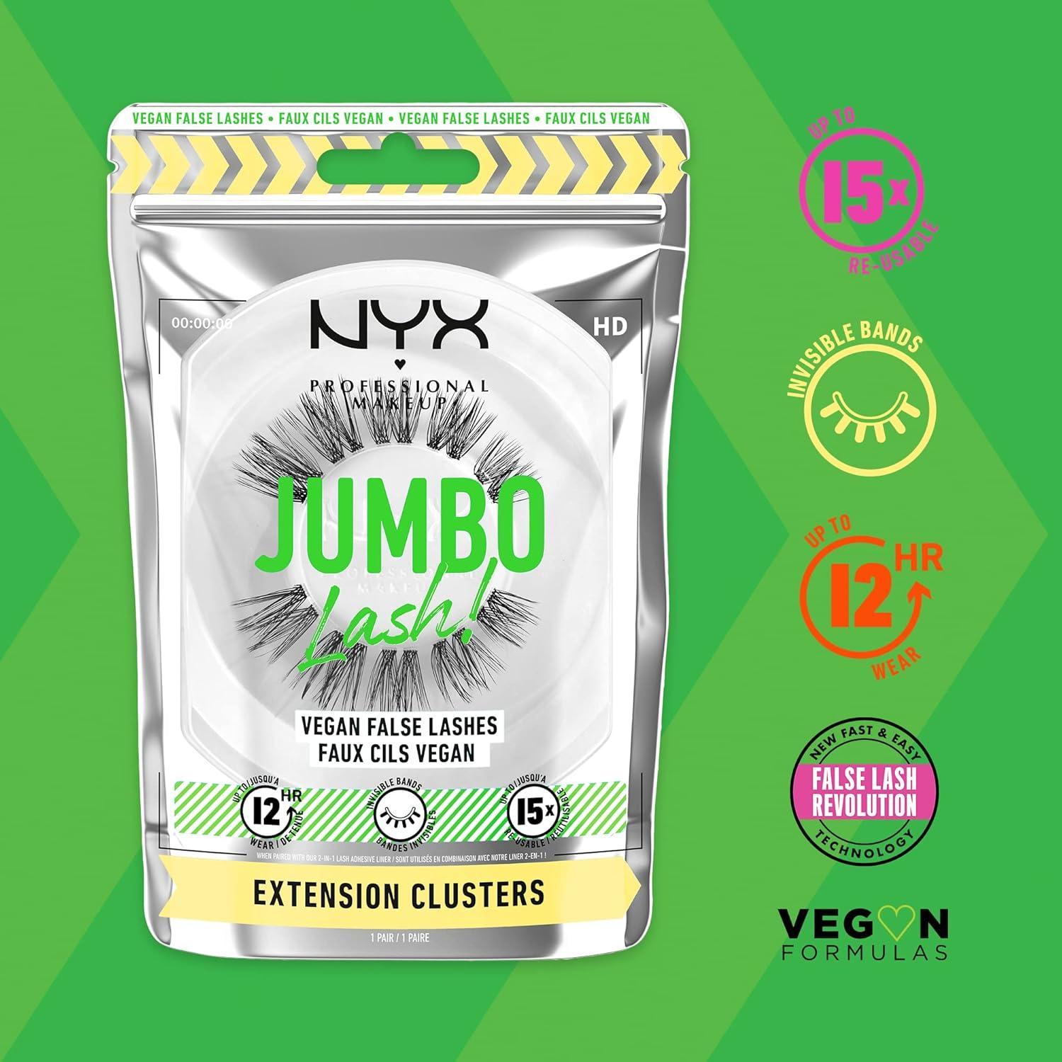 imageNYX PROFESSIONAL MAKEUP Jumbo Lash Vegan False Eyelashes Up to 12HR Wear Reusable Fake Lashes  Wispy FlutterExtension Clusters