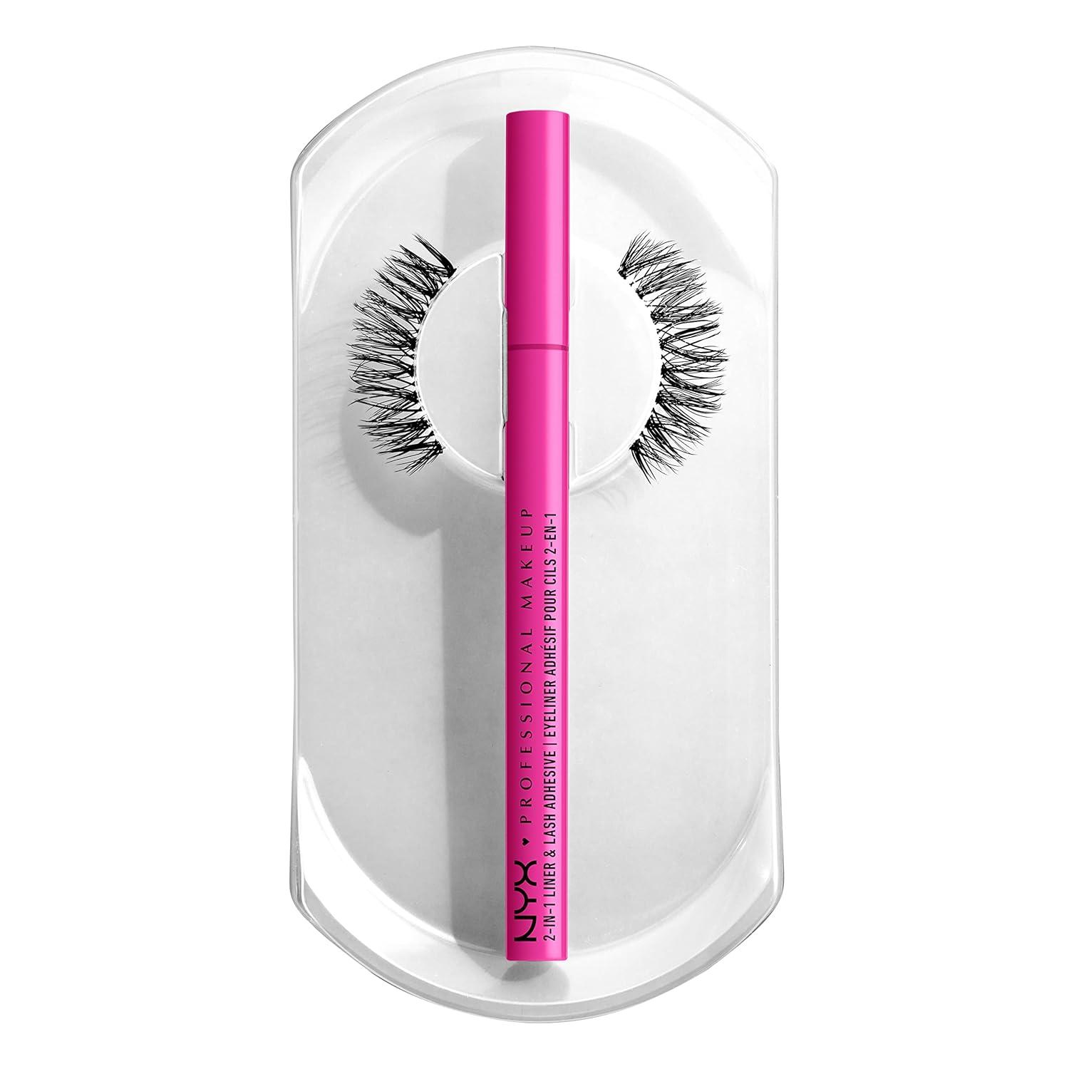 imageNYX PROFESSIONAL MAKEUP Jumbo Lash Vegan False Eyelashes Up to 12HR Wear Reusable Fake Lashes  Wispy FlutterFringe Glam Kit