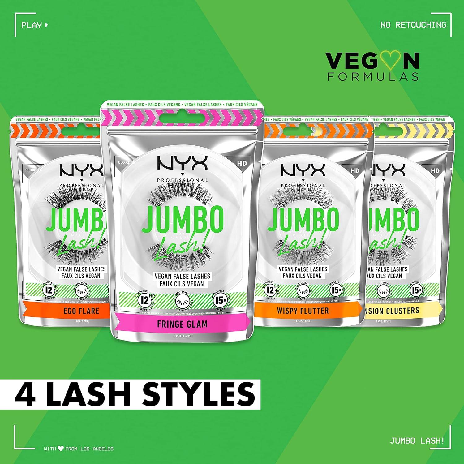 imageNYX PROFESSIONAL MAKEUP Jumbo Lash Vegan False Eyelashes Up to 12HR Wear Reusable Fake Lashes  Wispy FlutterWispy Flutter