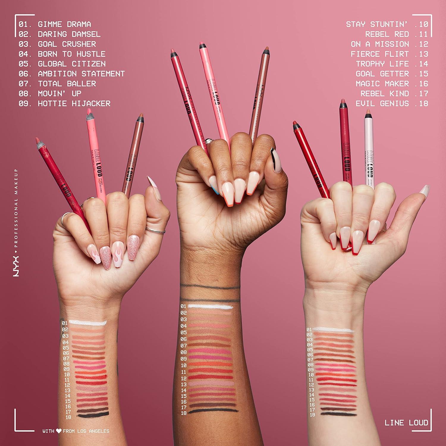 imageNYX PROFESSIONAL MAKEUP Line Loud Lip Liner Longwear and Pigmented Lip Pencil with Jojoba Oil ampamp Vitamin E  Global Citizen Medium Neutral Nude03 Goal Crusher