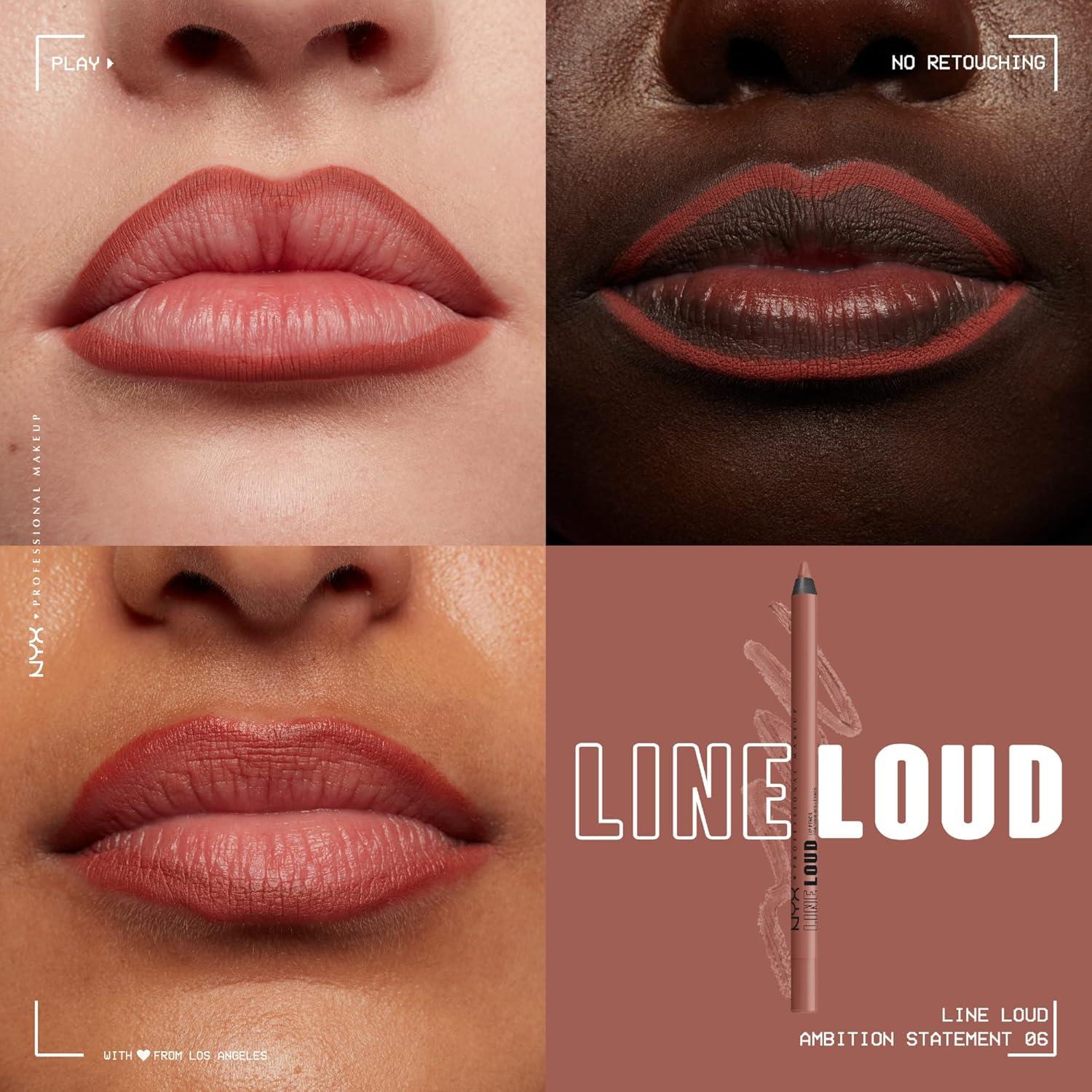 imageNYX PROFESSIONAL MAKEUP Line Loud Lip Liner Longwear and Pigmented Lip Pencil with Jojoba Oil ampamp Vitamin E  Global Citizen Medium Neutral Nude06 Ambition Statement