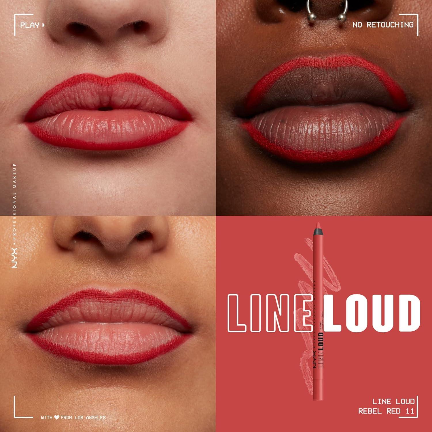 imageNYX PROFESSIONAL MAKEUP Line Loud Lip Liner Longwear and Pigmented Lip Pencil with Jojoba Oil ampamp Vitamin E  Global Citizen Medium Neutral Nude11 Rebel Red