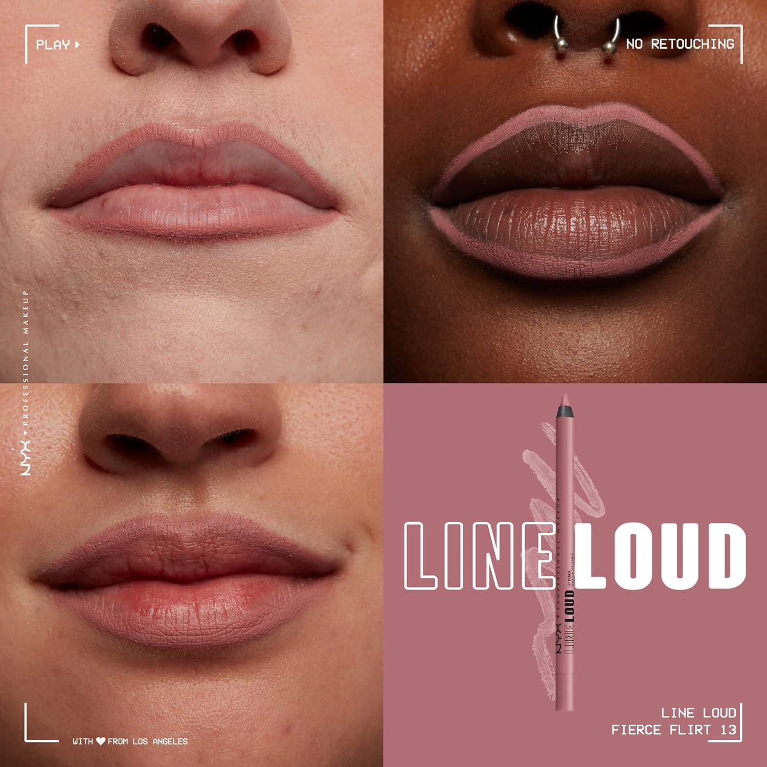 imageNYX PROFESSIONAL MAKEUP Line Loud Lip Liner Longwear and Pigmented Lip Pencil with Jojoba Oil ampamp Vitamin E  Global Citizen Medium Neutral Nude13 Fierce Flirt