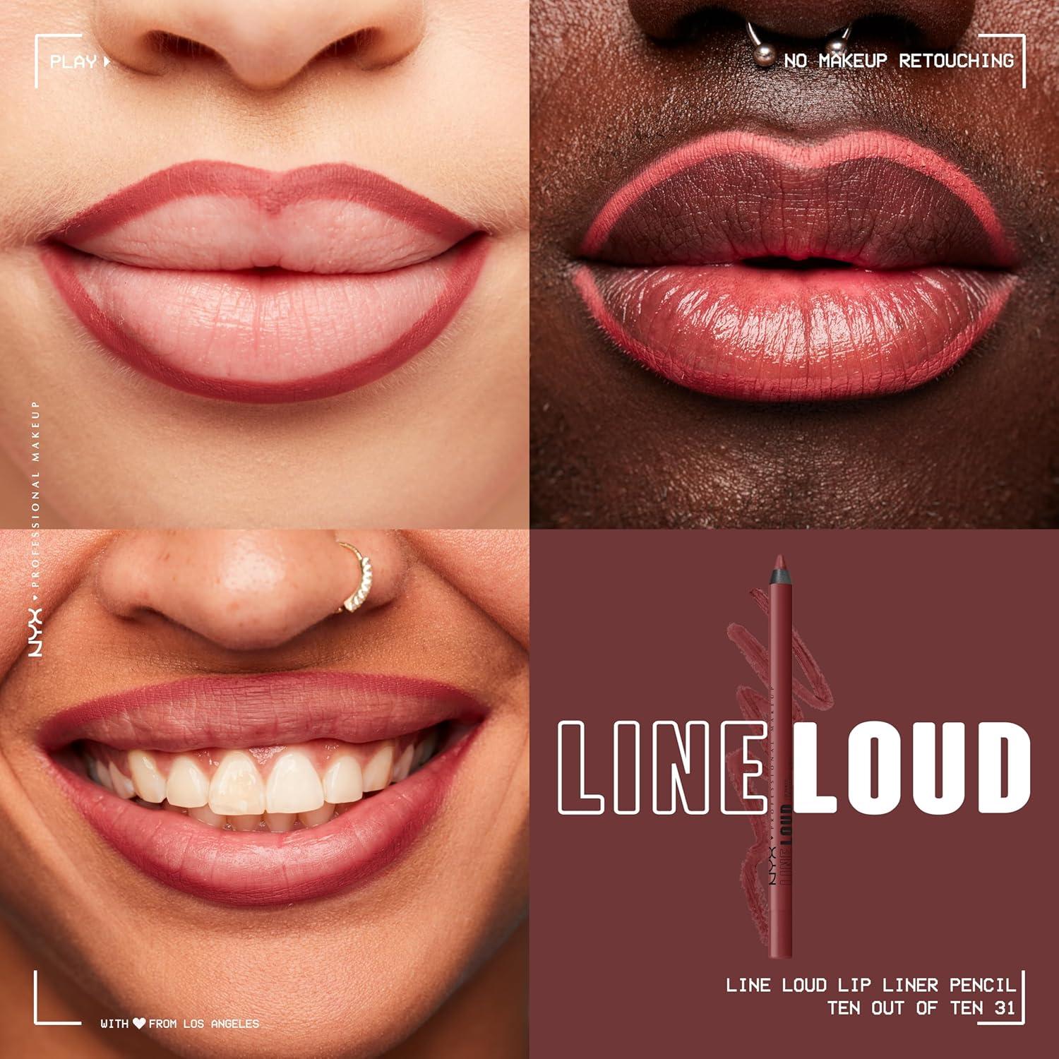 imageNYX PROFESSIONAL MAKEUP Line Loud Lip Liner Longwear and Pigmented Lip Pencil with Jojoba Oil ampamp Vitamin E  Global Citizen Medium Neutral Nude31 Ten Out Of Ten