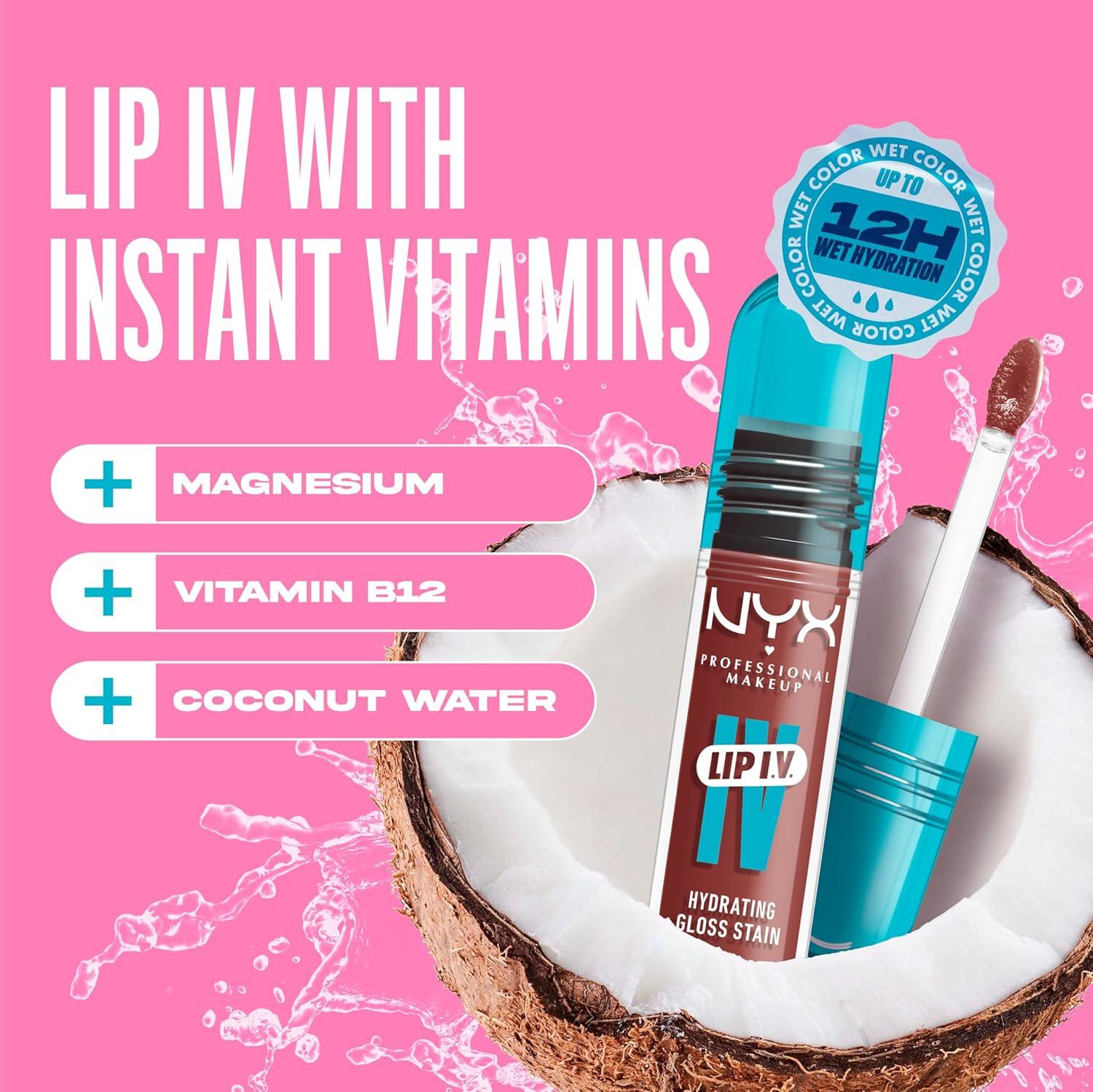 imageNYX PROFESSIONAL MAKEUP Lip IV Hydrating Glossy Lip Stain with 12HR Hydration  Bubblegum Burst Pink02 Hydra Honey