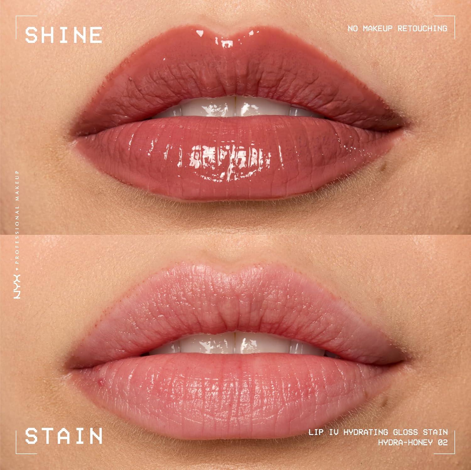 imageNYX PROFESSIONAL MAKEUP Lip IV Hydrating Glossy Lip Stain with 12HR Hydration  Bubblegum Burst Pink02 Hydra Honey