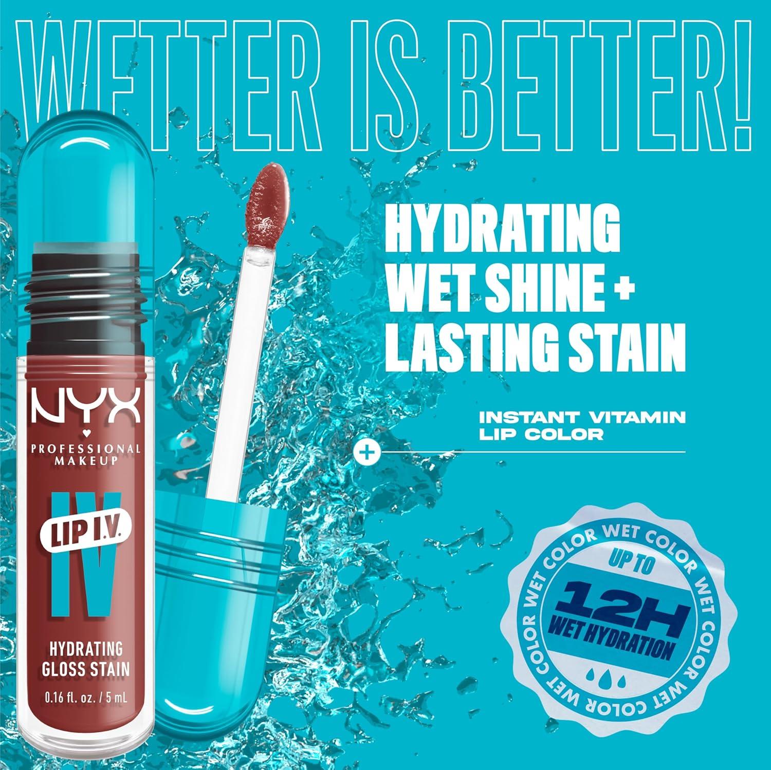 imageNYX PROFESSIONAL MAKEUP Lip IV Hydrating Glossy Lip Stain with 12HR Hydration  Bubblegum Burst Pink02 Hydra Honey
