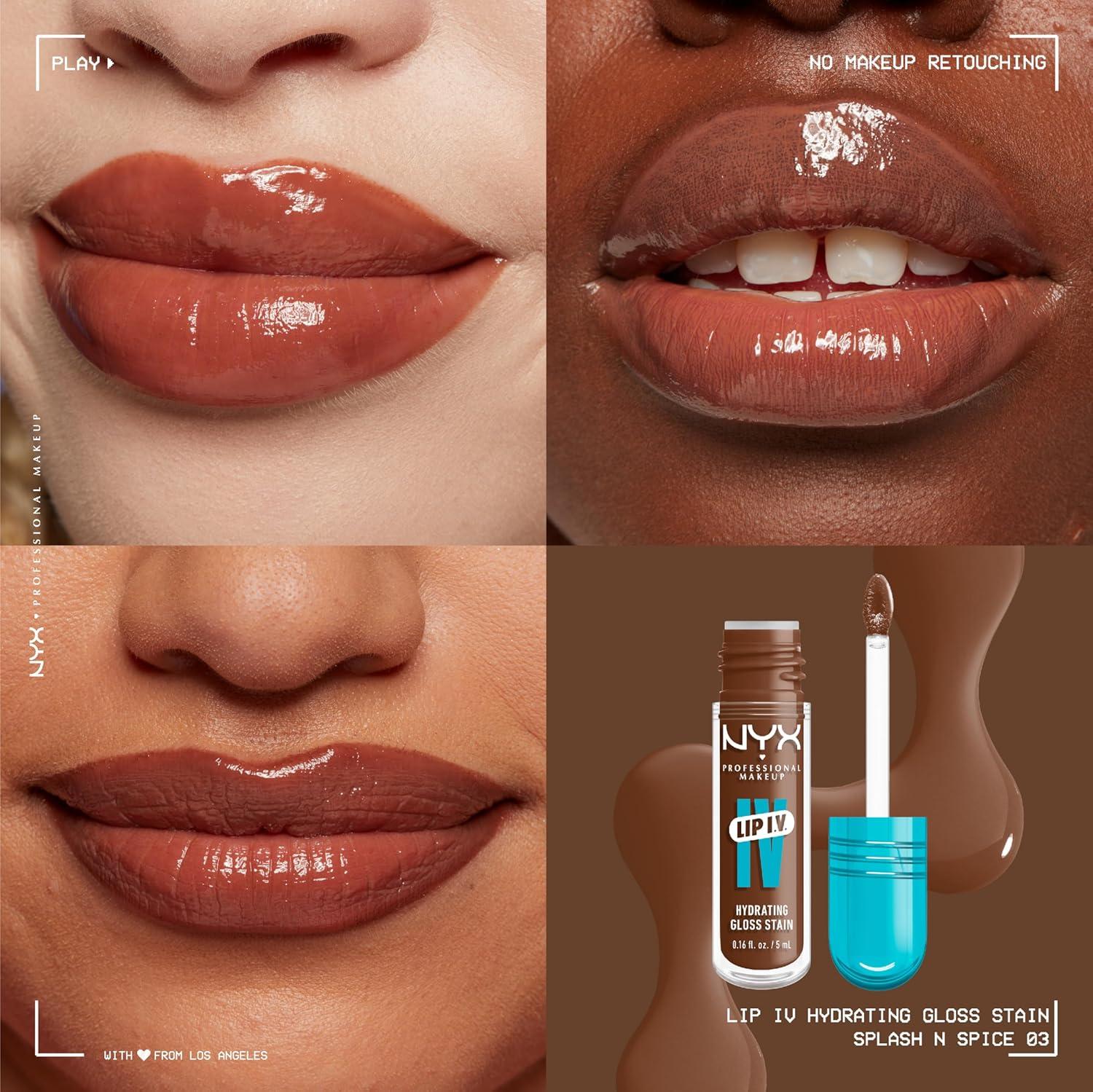 imageNYX PROFESSIONAL MAKEUP Lip IV Hydrating Glossy Lip Stain with 12HR Hydration  Bubblegum Burst Pink03 Splash N Spice