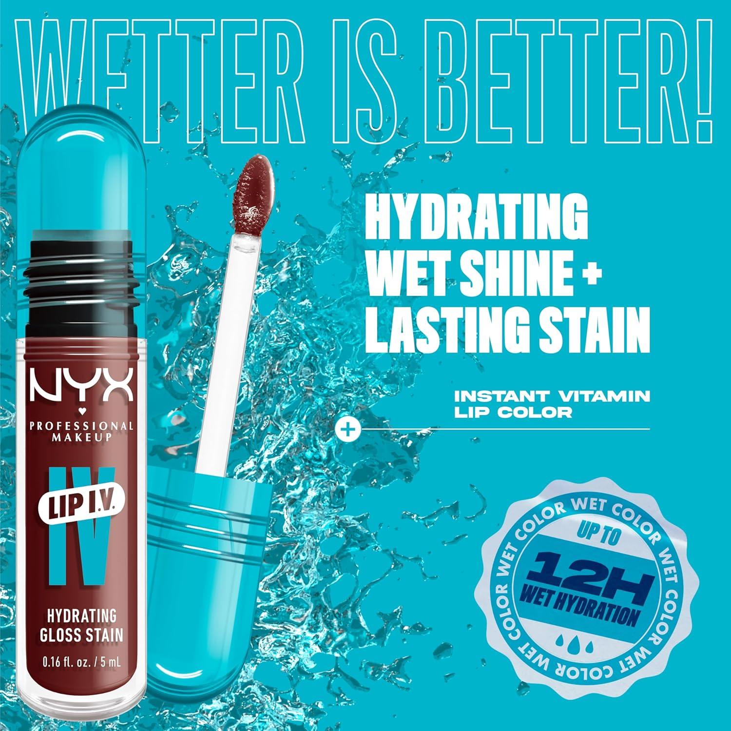 imageNYX PROFESSIONAL MAKEUP Lip IV Hydrating Glossy Lip Stain with 12HR Hydration  Bubblegum Burst Pink05 Mocha Me Wet