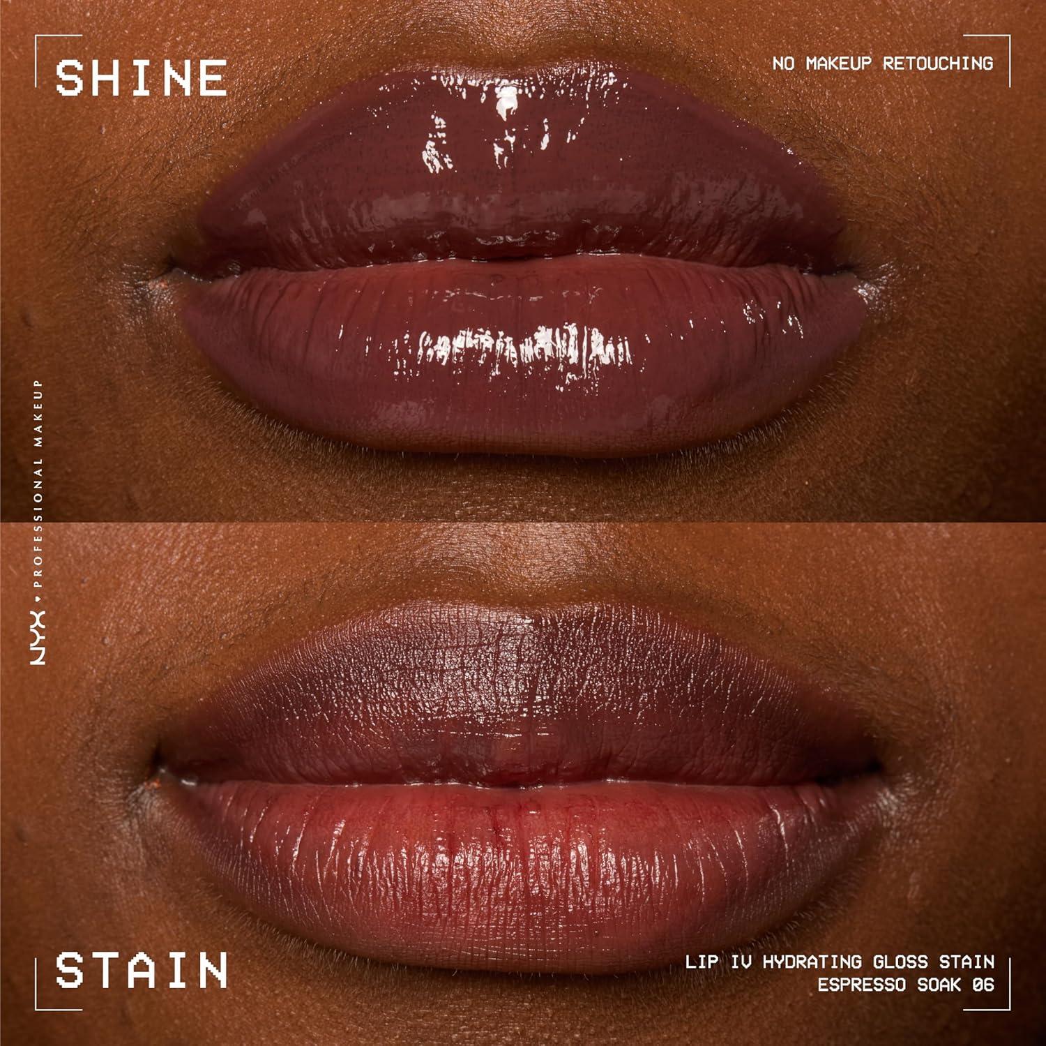 imageNYX PROFESSIONAL MAKEUP Lip IV Hydrating Glossy Lip Stain with 12HR Hydration  Bubblegum Burst Pink06 Espresso Soak