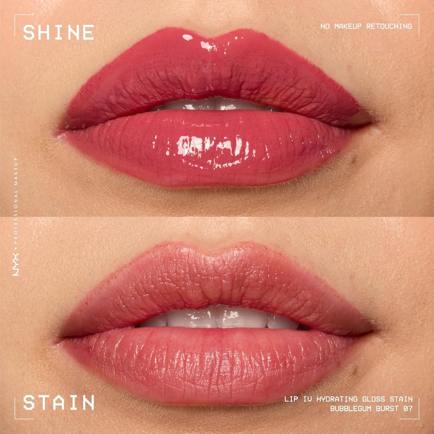 imageNYX PROFESSIONAL MAKEUP Lip IV Hydrating Glossy Lip Stain with 12HR Hydration  Bubblegum Burst Pink07 Bubblegum Burst
