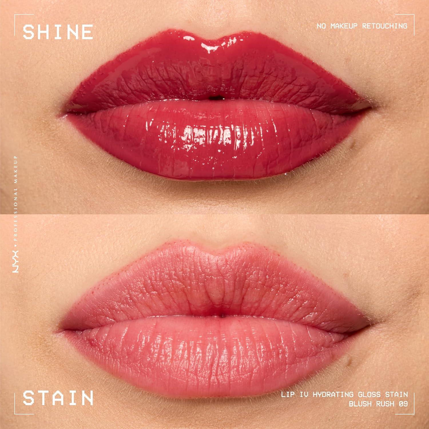 imageNYX PROFESSIONAL MAKEUP Lip IV Hydrating Glossy Lip Stain with 12HR Hydration  Bubblegum Burst Pink09 Blush Rush