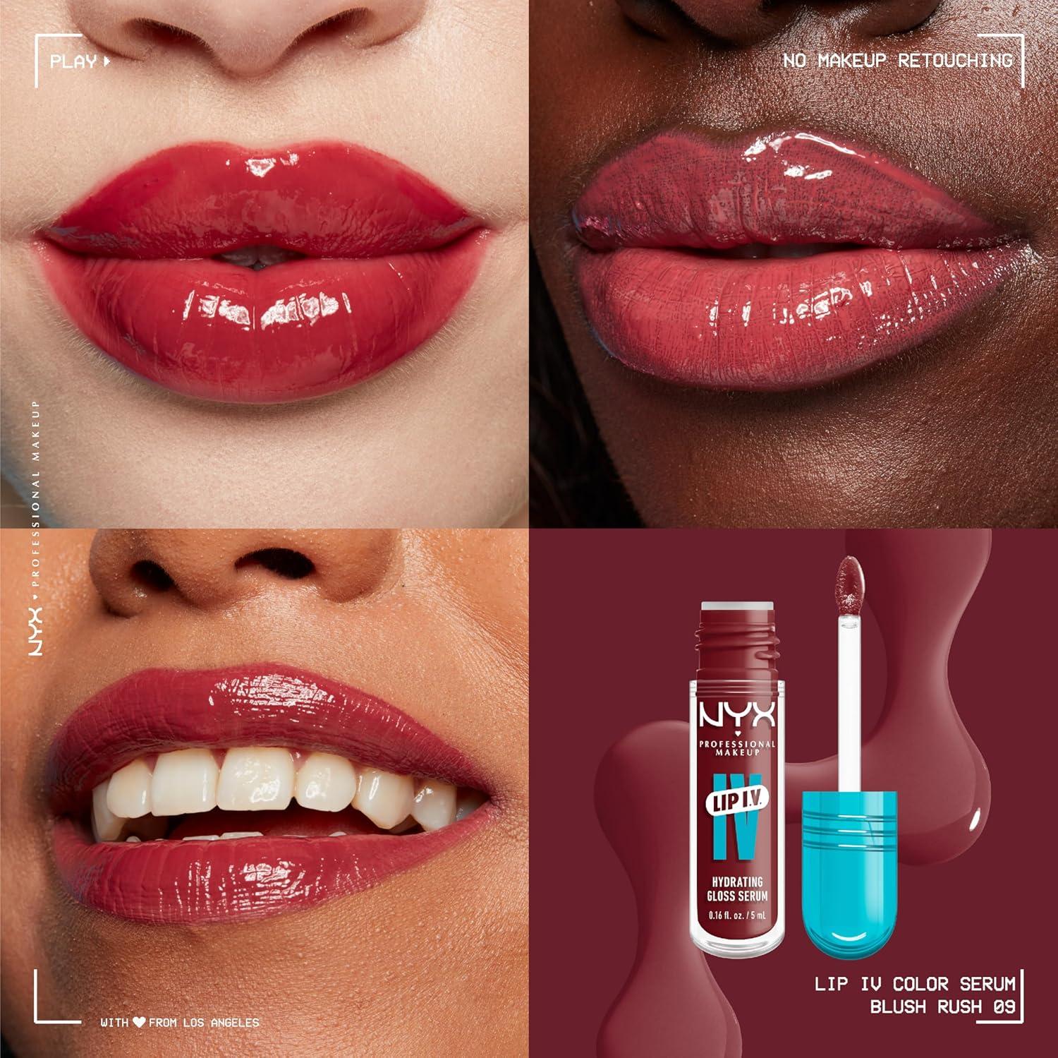 imageNYX PROFESSIONAL MAKEUP Lip IV Hydrating Glossy Lip Stain with 12HR Hydration  Bubblegum Burst Pink09 Blush Rush