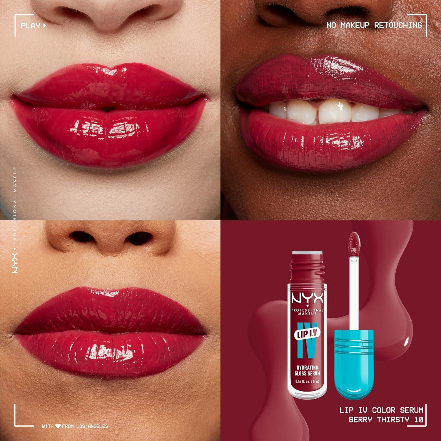 imageNYX PROFESSIONAL MAKEUP Lip IV Hydrating Glossy Lip Stain with 12HR Hydration  Bubblegum Burst Pink10 Berry Thirsty