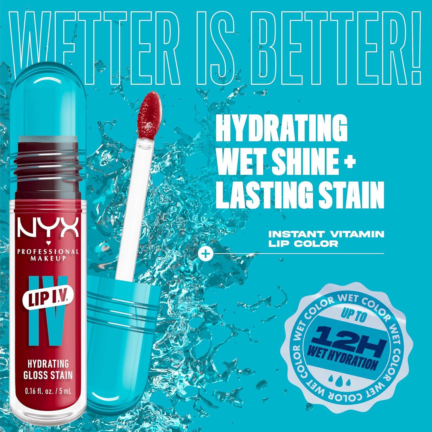 imageNYX PROFESSIONAL MAKEUP Lip IV Hydrating Glossy Lip Stain with 12HR Hydration  Bubblegum Burst Pink11 Redy Set Wet