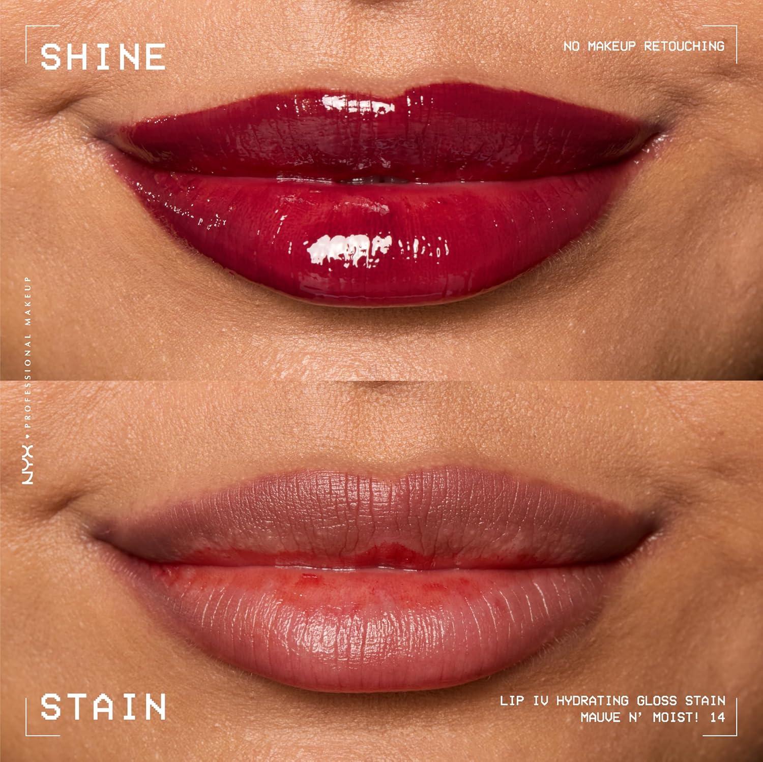 imageNYX PROFESSIONAL MAKEUP Lip IV Hydrating Glossy Lip Stain with 12HR Hydration  Bubblegum Burst Pink14 Mauve N Moist