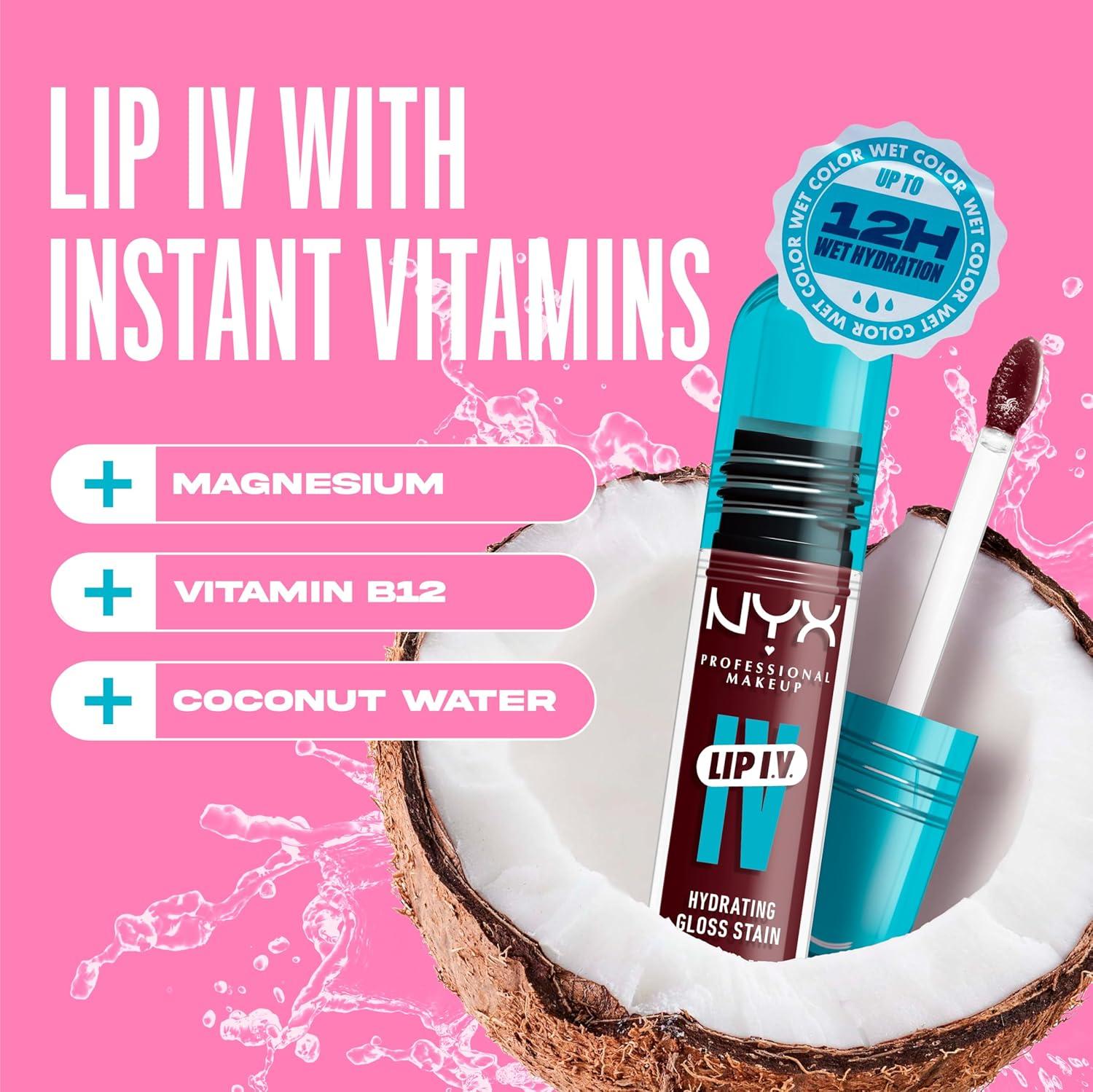 imageNYX PROFESSIONAL MAKEUP Lip IV Hydrating Glossy Lip Stain with 12HR Hydration  Bubblegum Burst Pink14 Mauve N Moist
