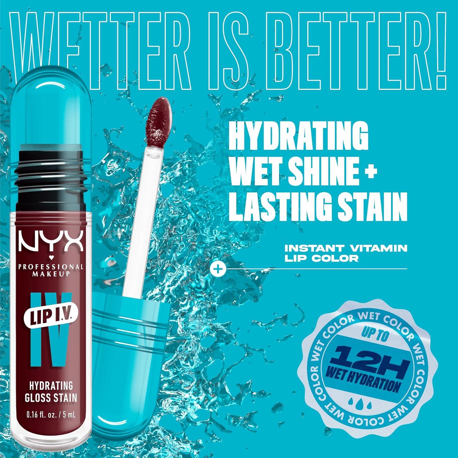 imageNYX PROFESSIONAL MAKEUP Lip IV Hydrating Glossy Lip Stain with 12HR Hydration  Bubblegum Burst Pink14 Mauve N Moist