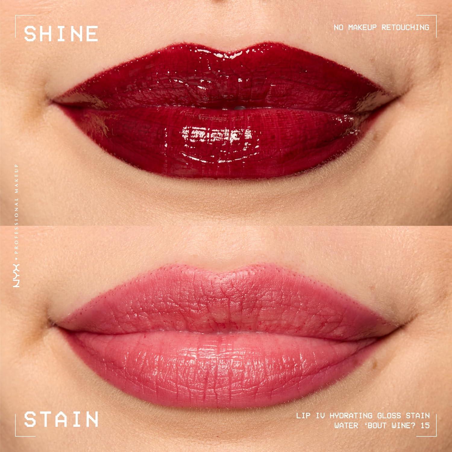 imageNYX PROFESSIONAL MAKEUP Lip IV Hydrating Glossy Lip Stain with 12HR Hydration  Bubblegum Burst Pink15 Water Bout Wine