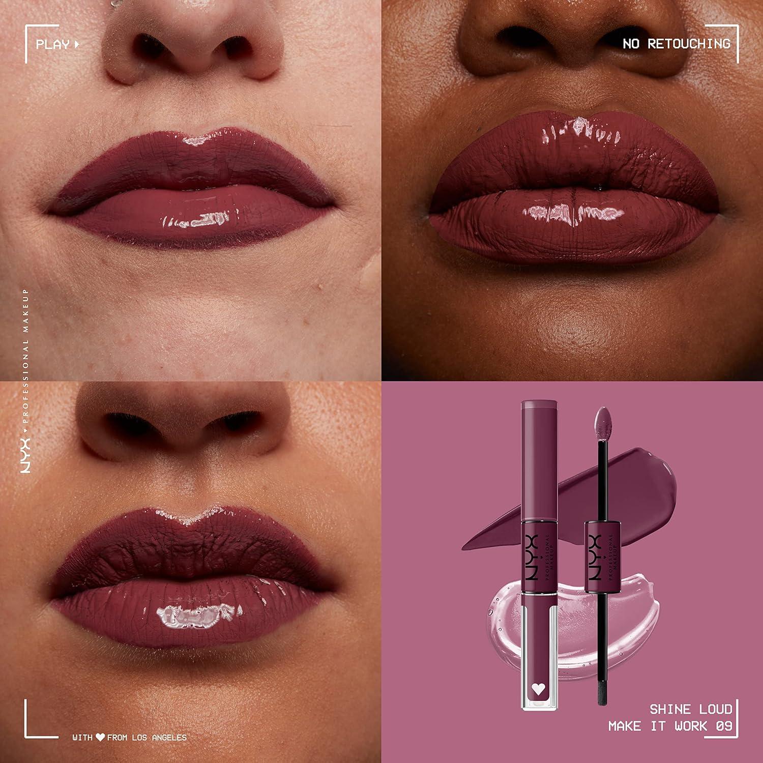 imageNYX PROFESSIONAL MAKEUP Shine Loud LongLasting Liquid Lipstick with Clear Lip Gloss  Global Citizen Medium Neutral Nude09 Make It Work
