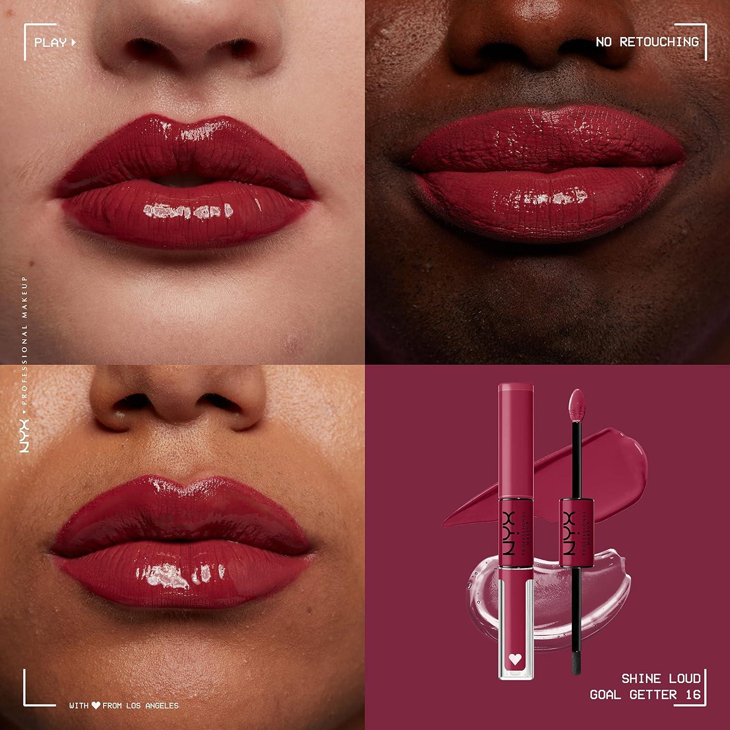 imageNYX PROFESSIONAL MAKEUP Shine Loud LongLasting Liquid Lipstick with Clear Lip Gloss  Global Citizen Medium Neutral Nude16 Goal Getter