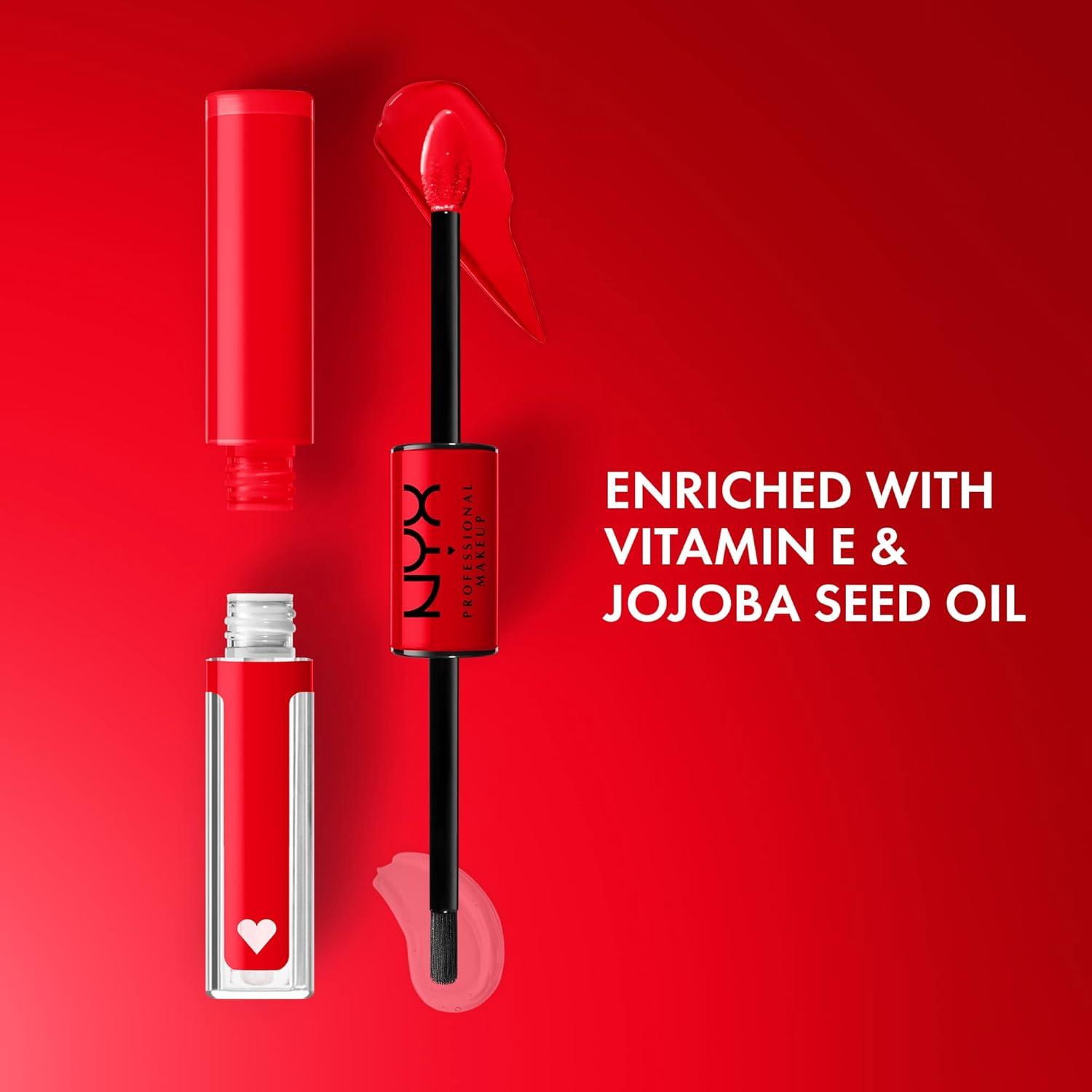 imageNYX PROFESSIONAL MAKEUP Shine Loud LongLasting Liquid Lipstick with Clear Lip Gloss  Global Citizen Medium Neutral Nude17 Rebel In Red