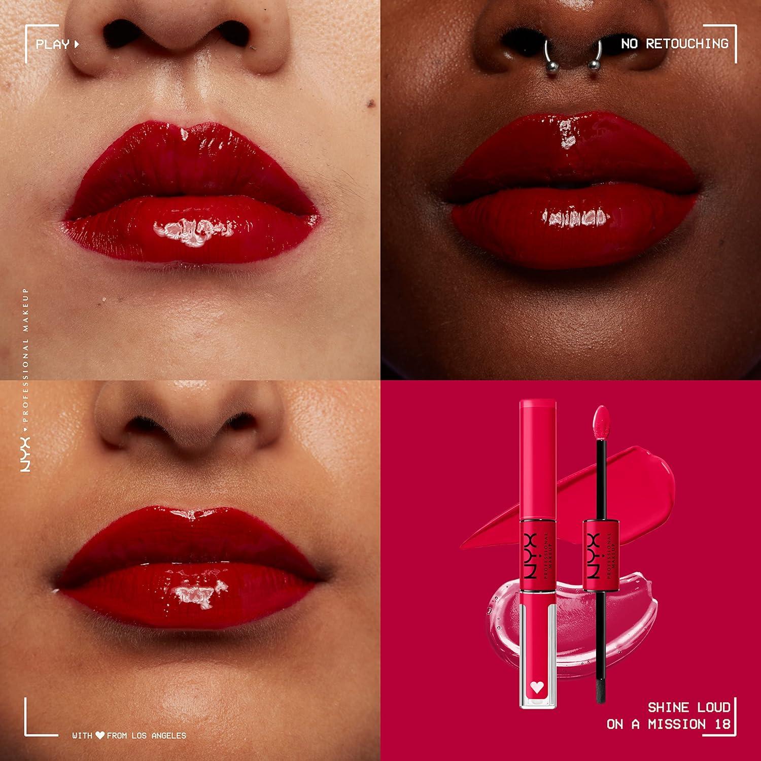imageNYX PROFESSIONAL MAKEUP Shine Loud LongLasting Liquid Lipstick with Clear Lip Gloss  Global Citizen Medium Neutral Nude18 On A Mission