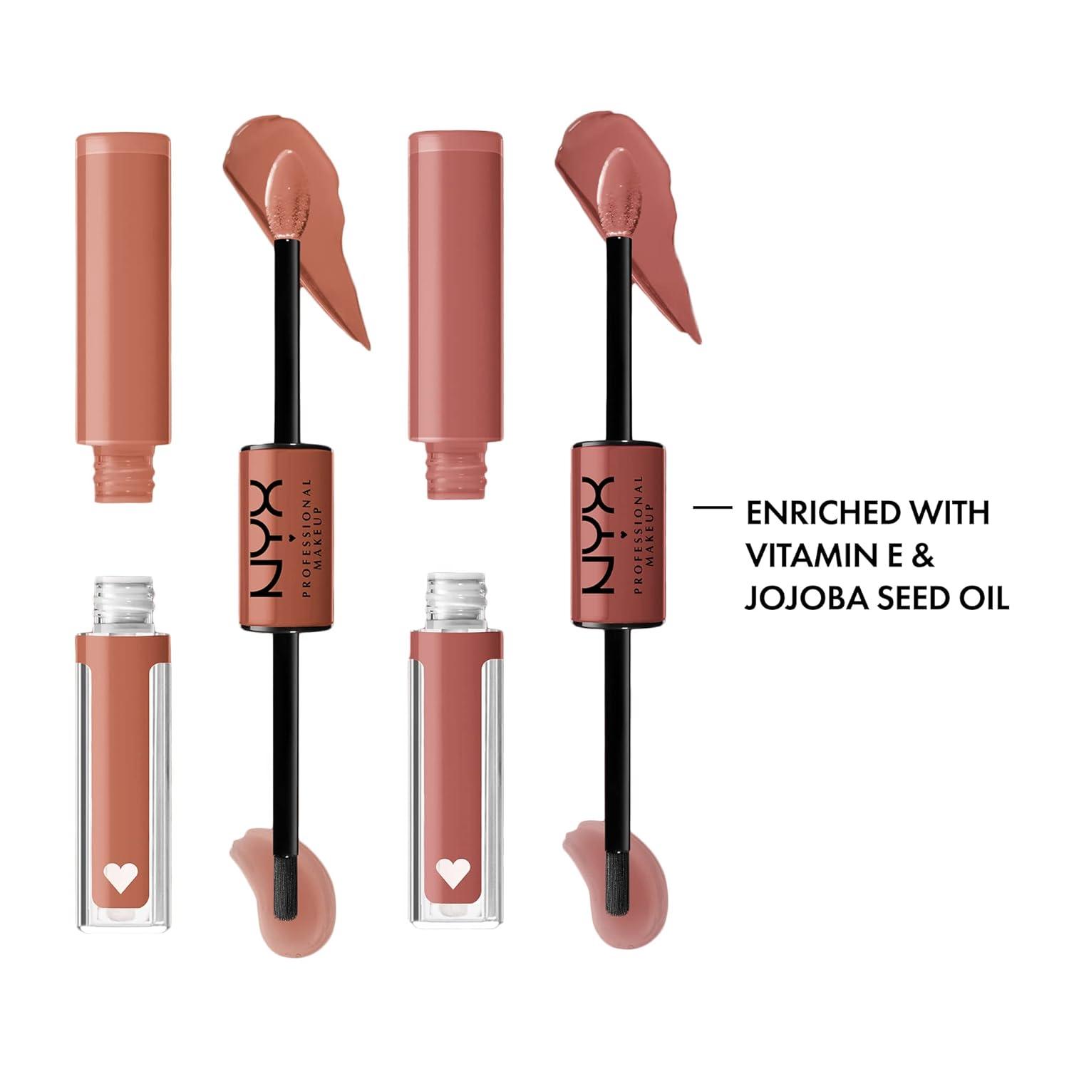 imageNYX PROFESSIONAL MAKEUP Shine Loud LongLasting Liquid Lipstick with Clear Lip Gloss  Global Citizen Medium Neutral NudePack Of 2 Magic Maker  Goal Crusher