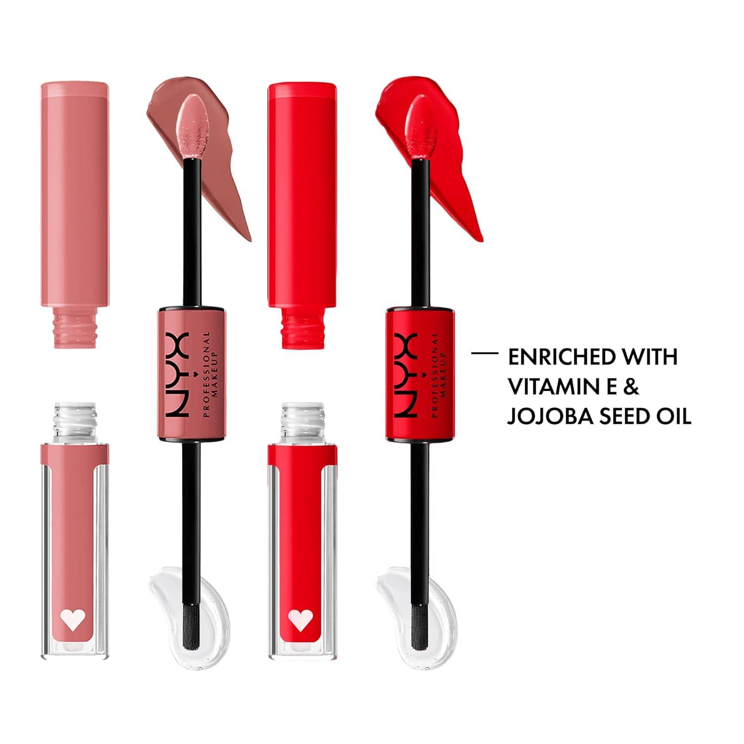 imageNYX PROFESSIONAL MAKEUP Shine Loud LongLasting Liquid Lipstick with Clear Lip Gloss  Pack of 2 Cash Flow Rebel In RedPack Of 2 Cash Flow  Rebel In Red