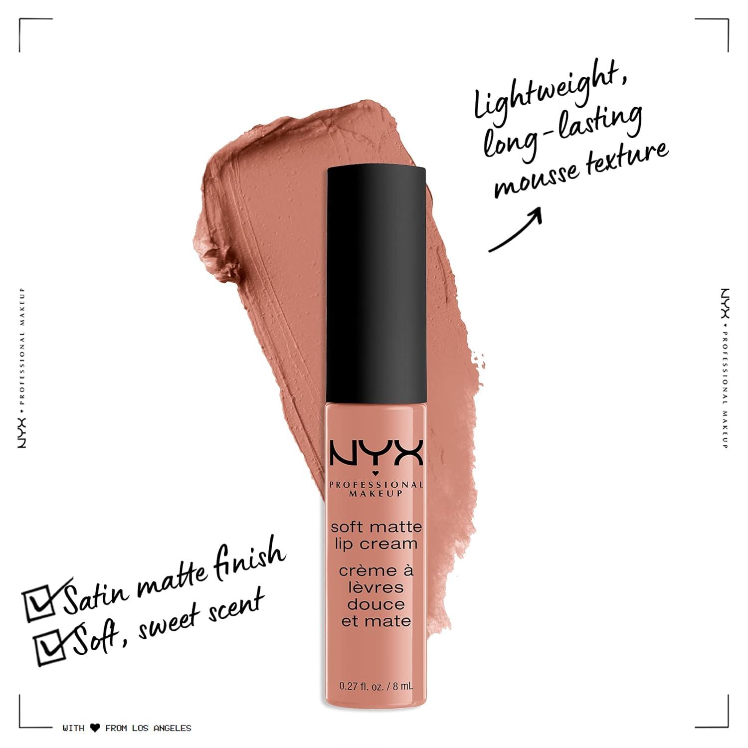 imageNYX PROFESSIONAL MAKEUP Soft Matte Lip Cream Lightweight Liquid Lipstick  Abu Dhabi Deep RoseBeigeStockholm