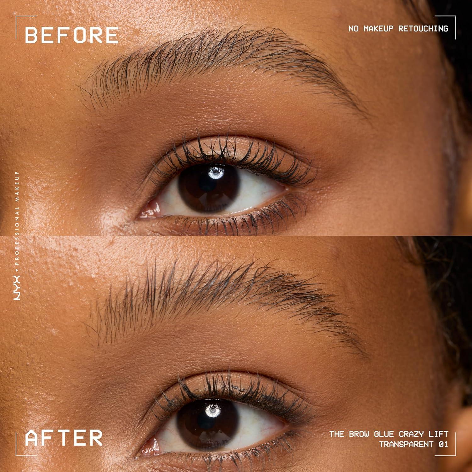imageNYX PROFESSIONAL MAKEUP The Brow Glue Crazy Lift Brow Lamination Gel with 16HR Strong Hold ampamp BuiltIn Styling Comb  Clear Eyebrow Gel