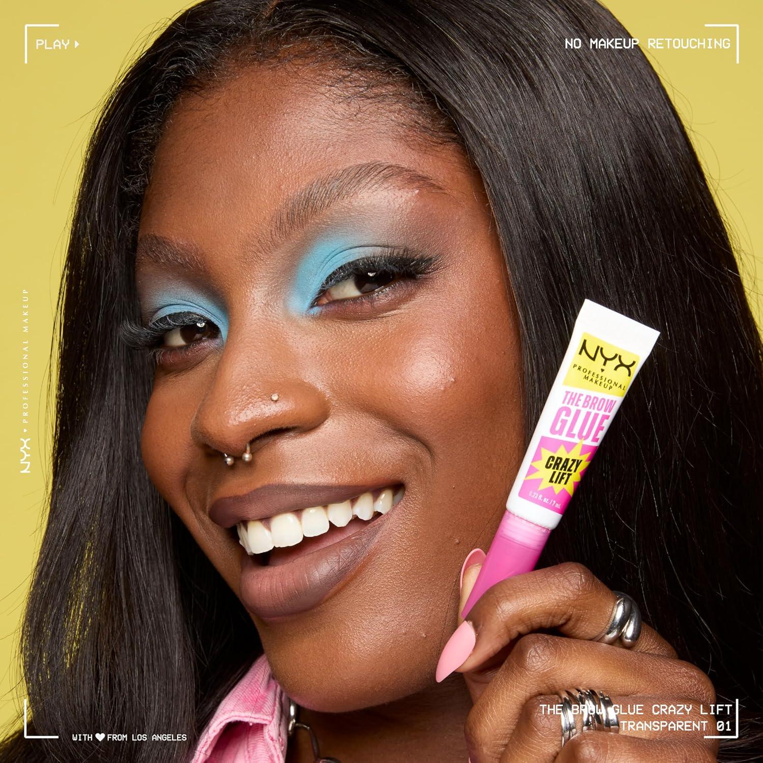imageNYX PROFESSIONAL MAKEUP The Brow Glue Crazy Lift Brow Lamination Gel with 16HR Strong Hold ampamp BuiltIn Styling Comb  Clear Eyebrow Gel