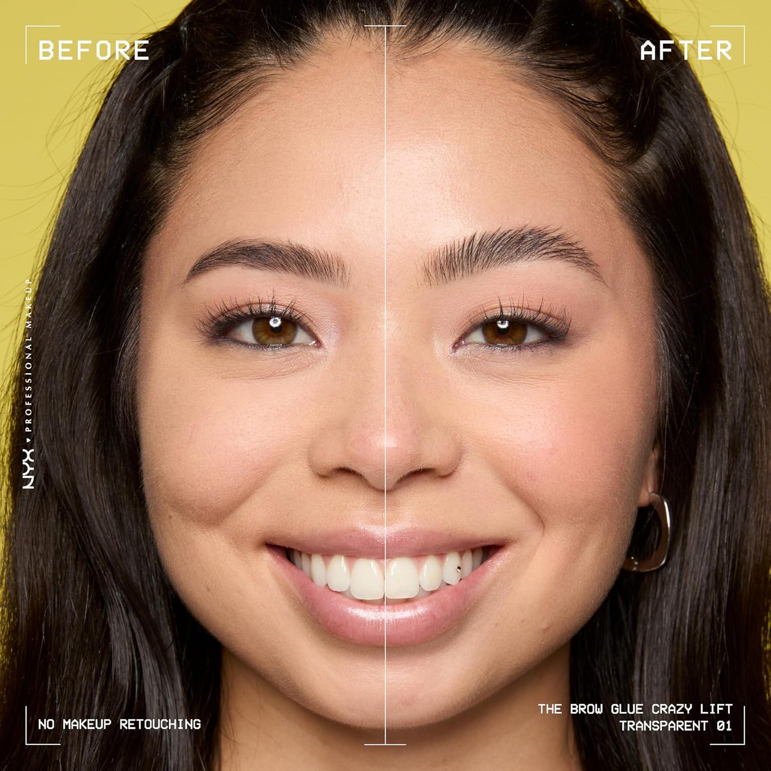 imageNYX PROFESSIONAL MAKEUP The Brow Glue Crazy Lift Brow Lamination Gel with 16HR Strong Hold ampamp BuiltIn Styling Comb  Clear Eyebrow Gel