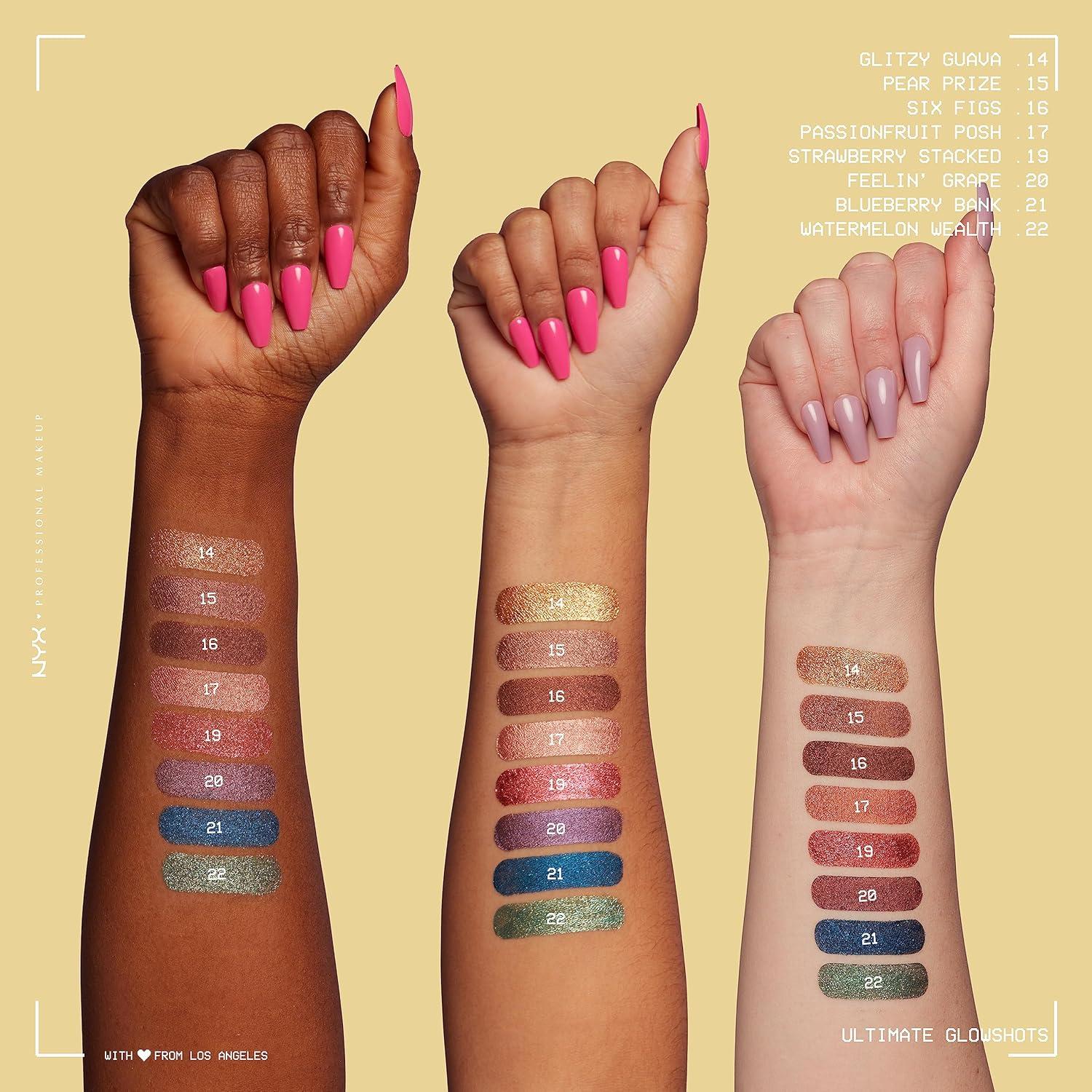 imageNYX PROFESSIONAL MAKEUP Ultimate Glow Shots Liquid Eyeshadow LongLasting Shimmer Eye Shadow with Vitamin C  Come Thru CoconutBlueberry Bank