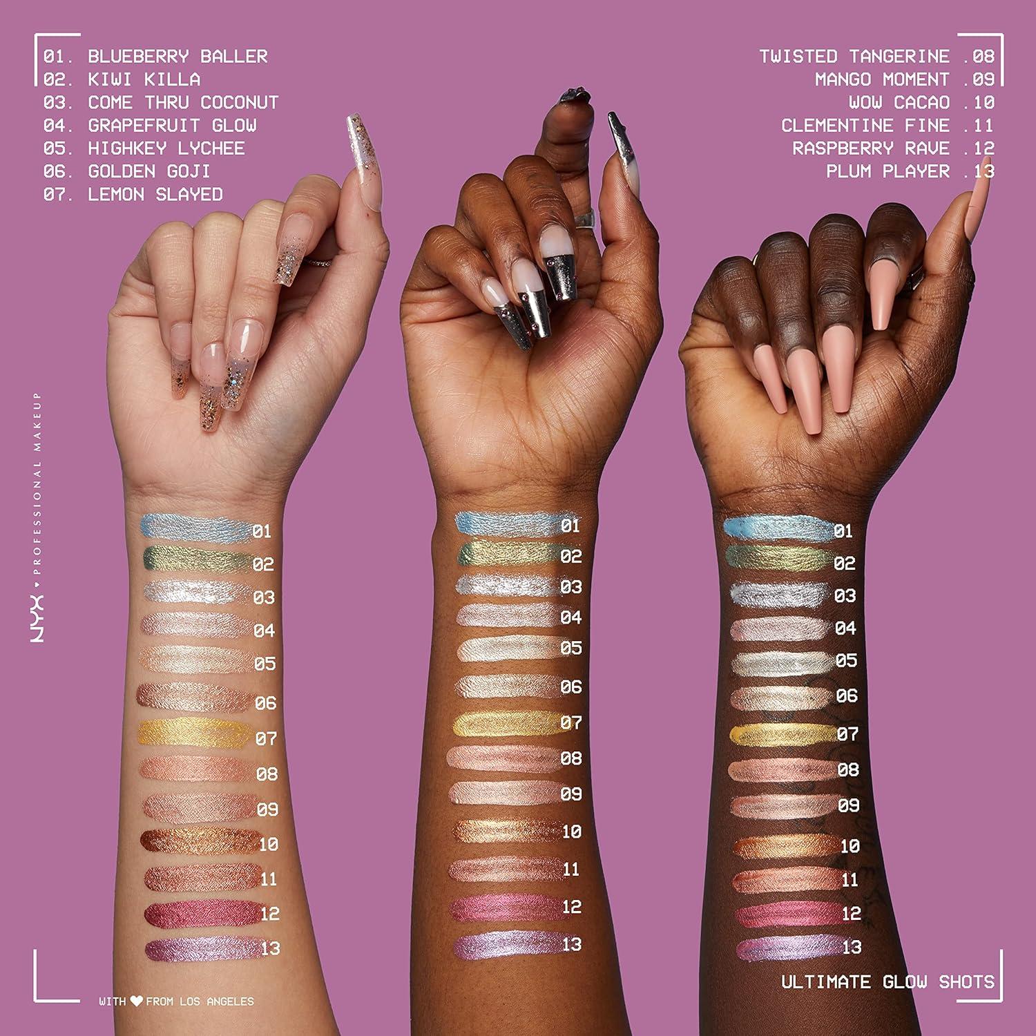 imageNYX PROFESSIONAL MAKEUP Ultimate Glow Shots Liquid Eyeshadow LongLasting Shimmer Eye Shadow with Vitamin C  Come Thru CoconutGrapefruit Glow